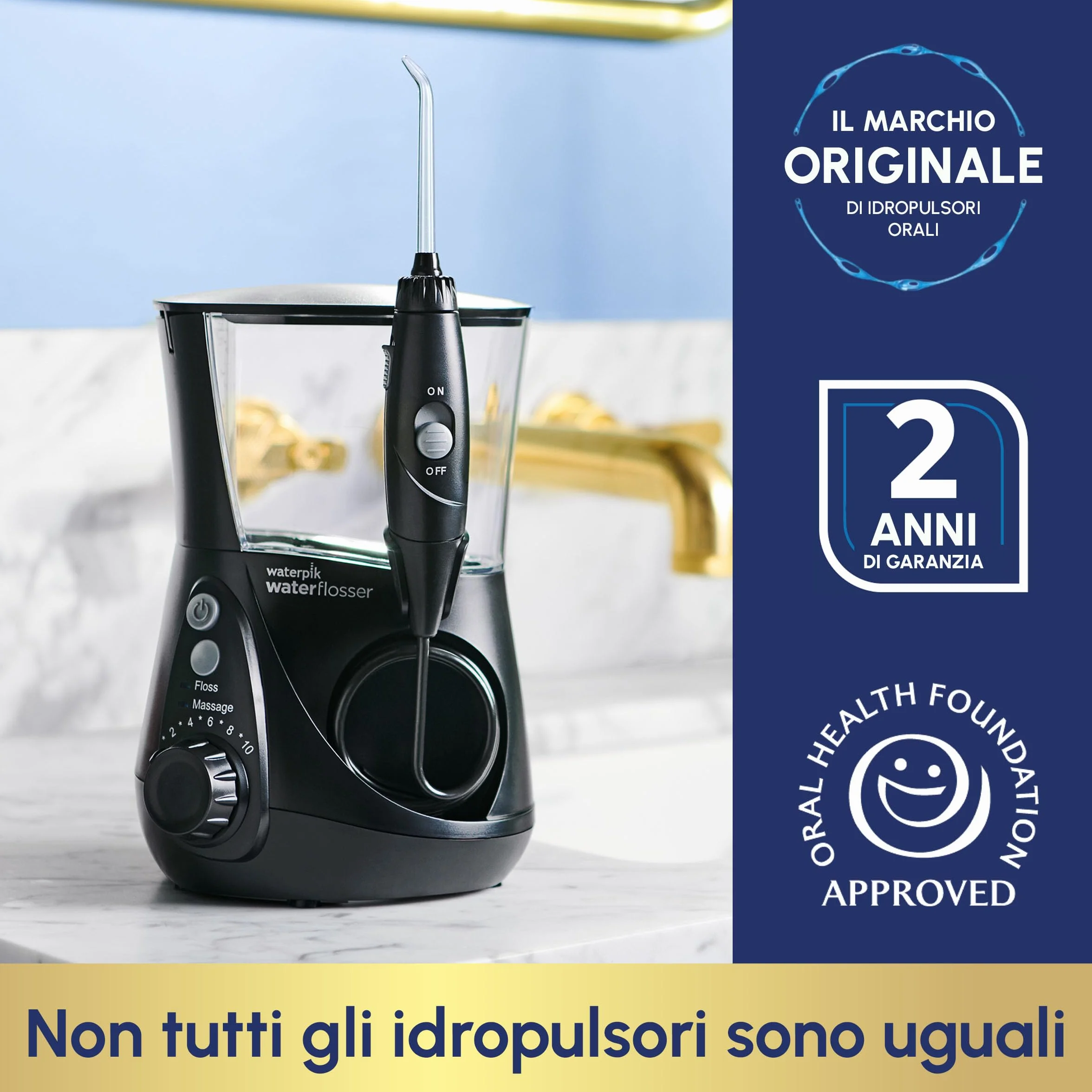 Waterpik Idropulsore Dentale Ultra Professional WP-662EU, 6 Testine, 10 Impostazioni, Nero