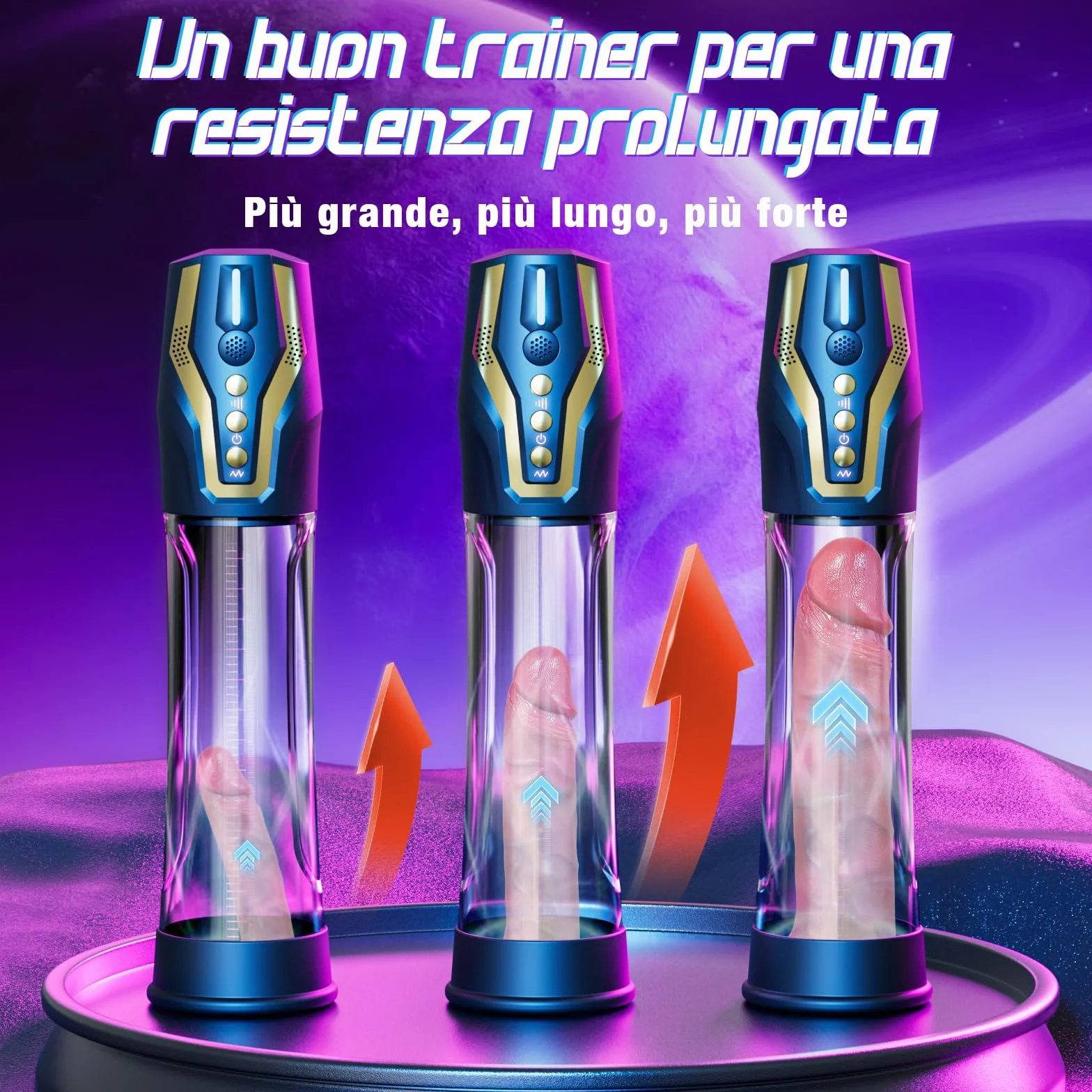 Pompa Pene Sex Toys Figa Masturbatore Maschile con Cockring, 4 Modalità di Suzione & Pompaggio, Dispositivo Vuoto Automatico