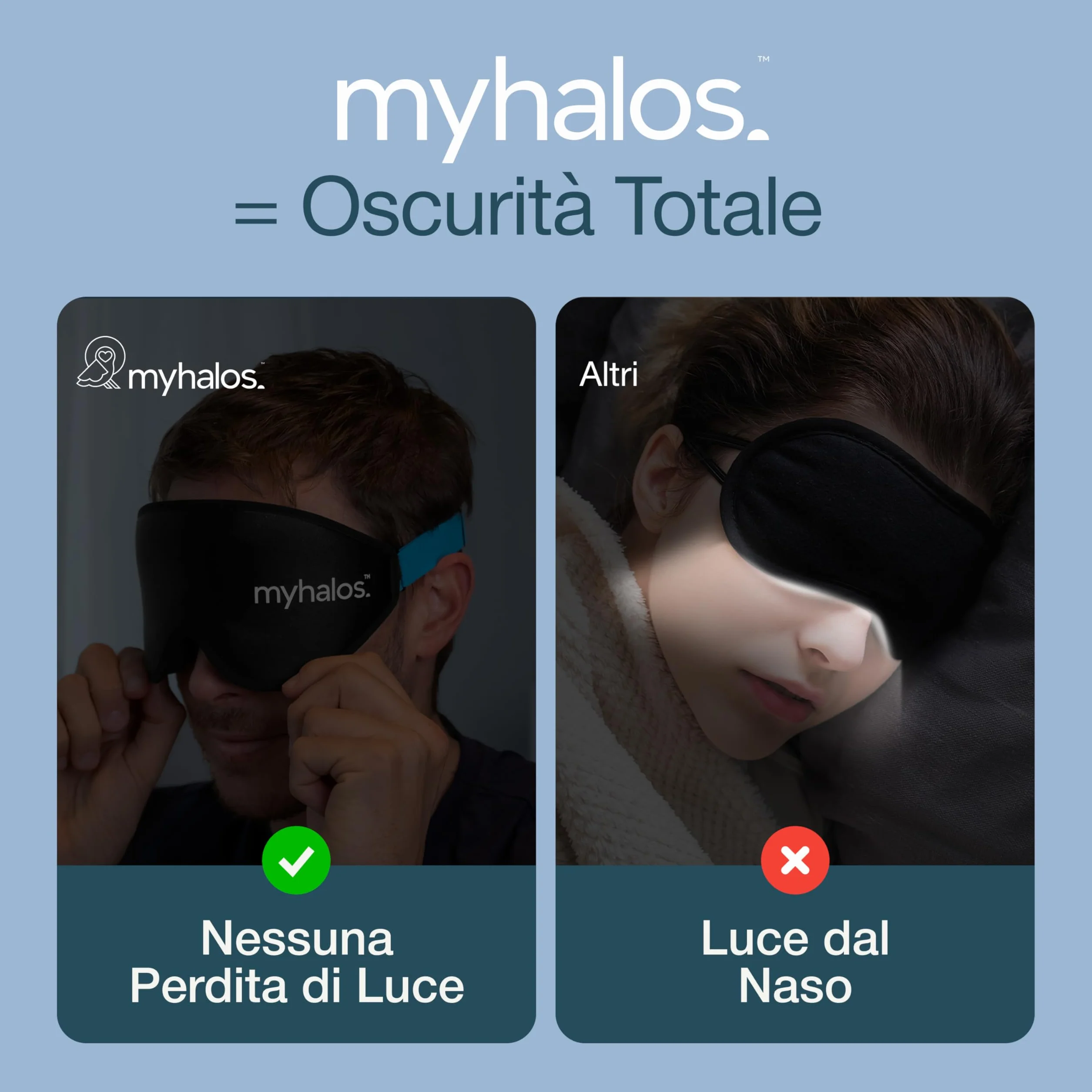 MyHalos Mascherina per Dormire Maschera per Sogni Lucidi e Notte Sleeping Mask per Viaggio e Relax