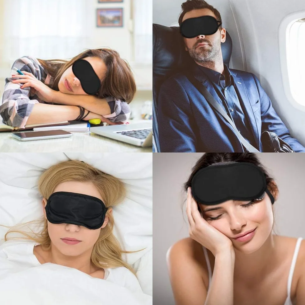 30 Pz Maschere per Dormire, Mascherina per Occhi e Viaggiare, Morbida Blocca Luce (Nero)