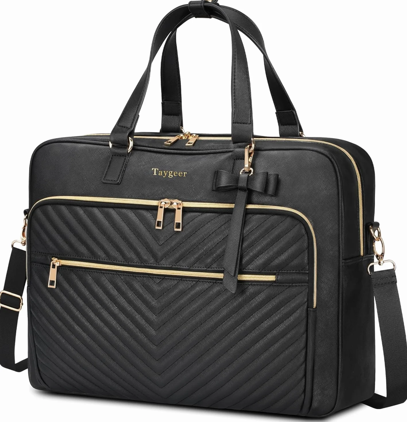 Taygeer Borsa Donna Porta PC 17.3 Pollici, Capiente Borsa Lavoro Donna con Porta USB, Borse Insegnante Impermeabile Borse a Tracolla per PC Elegante Messenger Bag per Ufficio, Università, Scuola, Nero | Valigetta impermeabile 3 in 1, grande capacità, con