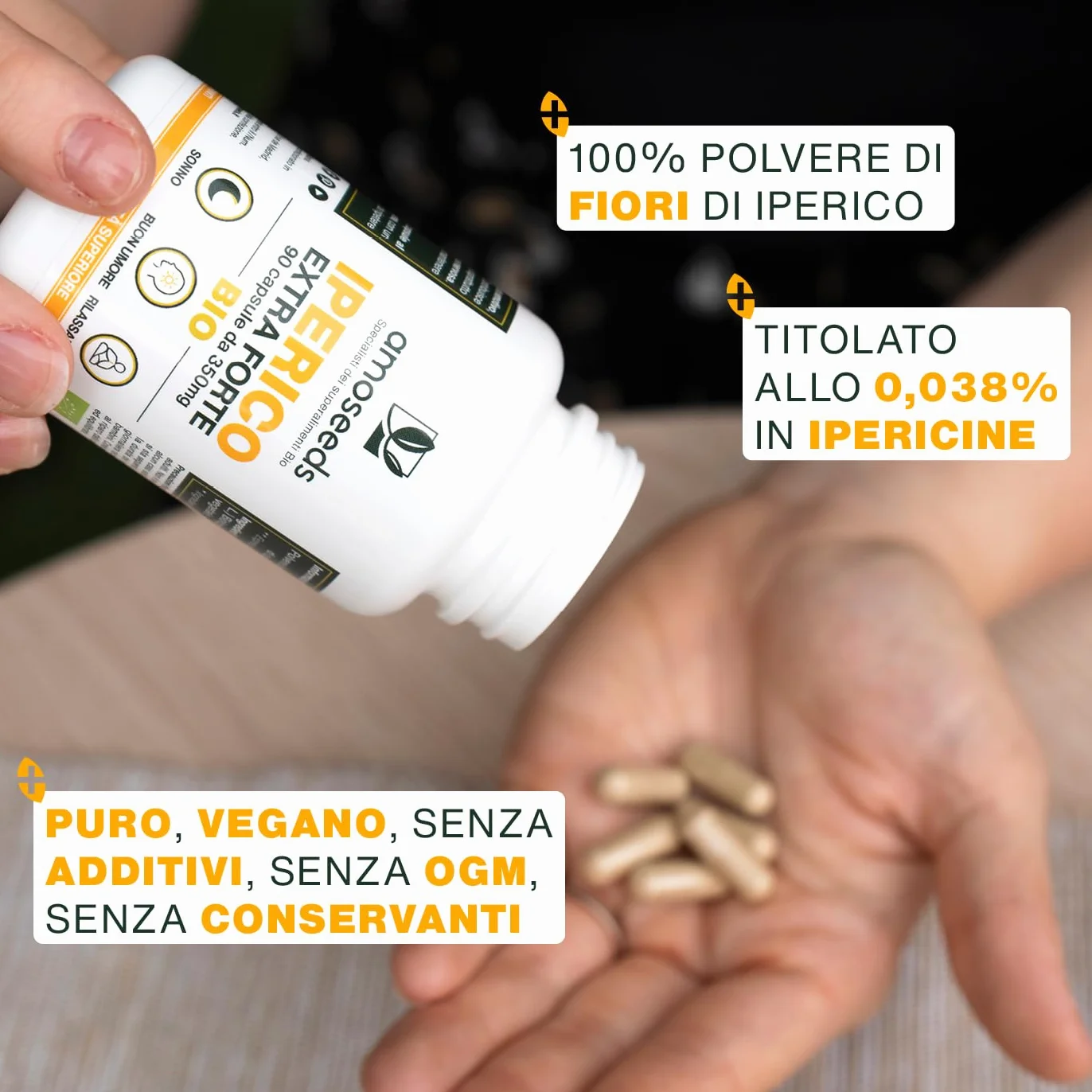 Iperico BIO Erba di San Giovanni Concentrato di Ipericina 90 capsule vegane 350 mg