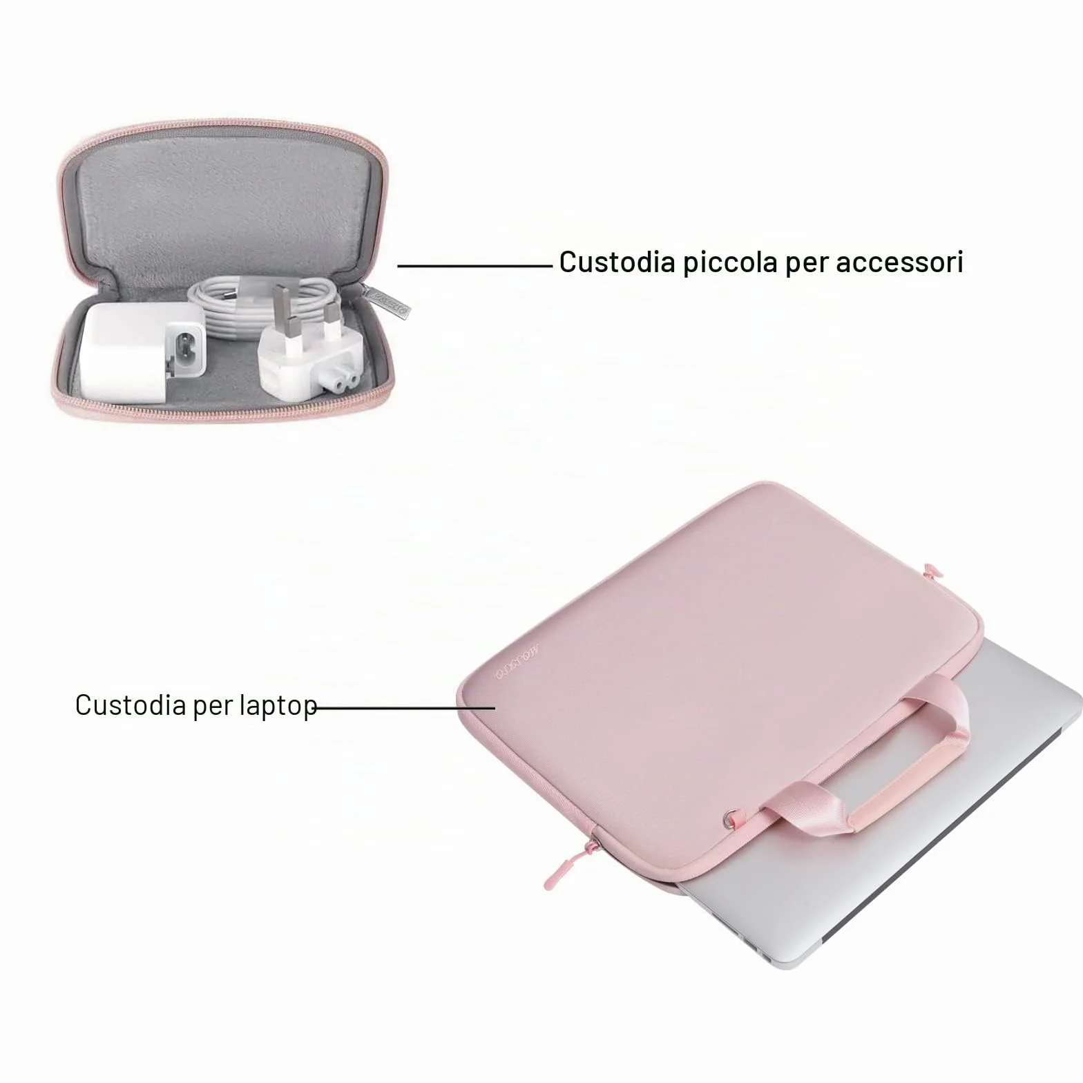 MOSISO 13.3 Pollici Custodia Borsa, 13-13.3 Pollici Porta PC Laptop Compatibile con MacBook Air/Pro 13 / Pro 14, HP Dell ASUS, Borsa Computer Neoprene Maniglia&Borse Piccola Staccabile, Rosa