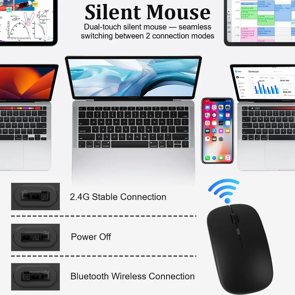Aolso Tastiera Retroilluminata Bluetooth Set con Retroilluminazione, Ultrasottile Tastiera e Mouse Wireless Ricaricabili e Silenziosi con Supporto Telefono per iPad/Samsung/iOS/Android/Windows, Nero