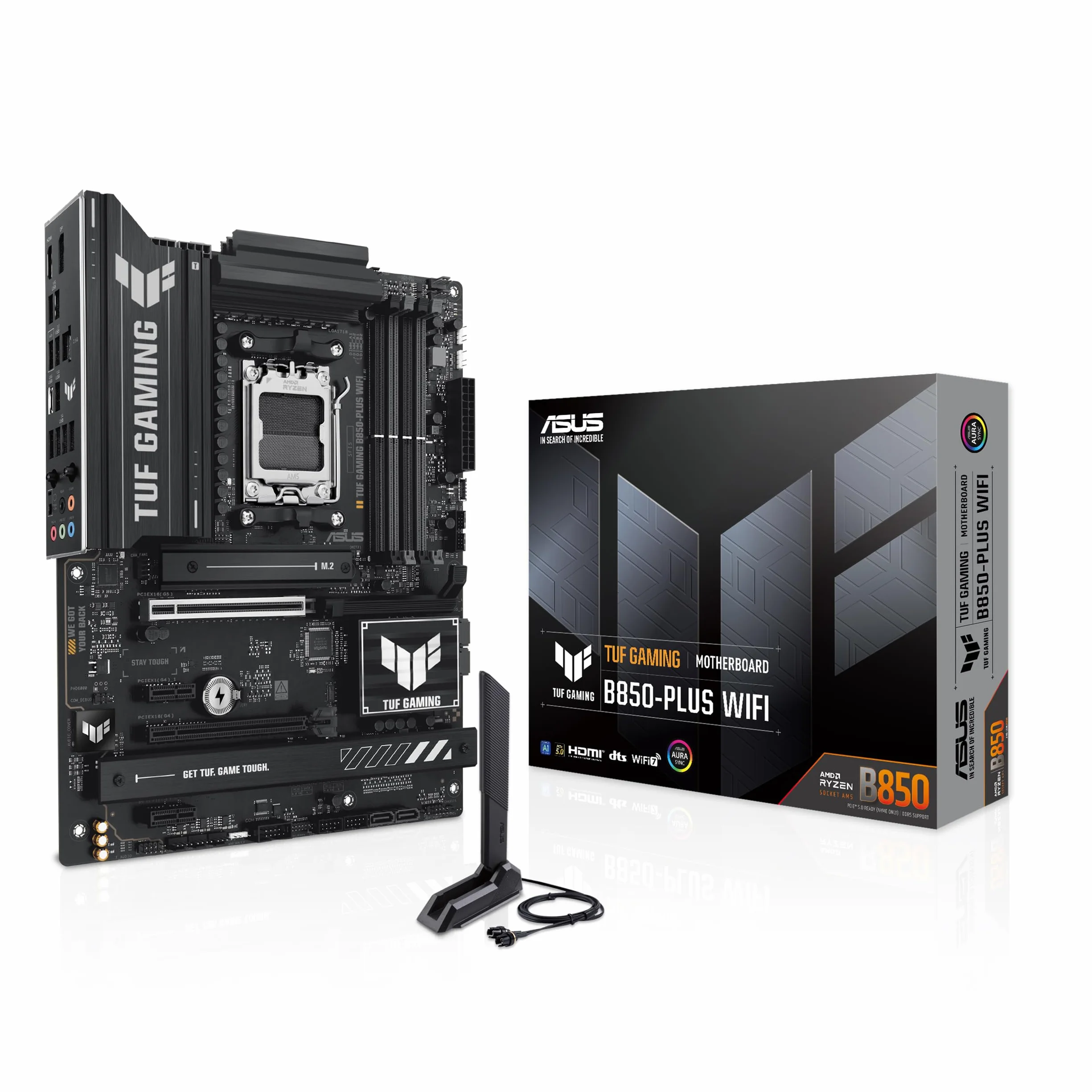 ASUS TUF Gaming B850-Plus WiFi, Scheda Madre AMD ATX, 14+2+1 Fasi Alimentazione, Slot DDR5, PCIe 5.0, 3 slot M.2, WiFi 7, Ethernet Realtek 2,5 GB, USB-C da 20 Gbps, BIOS Flashback e Aura Sync