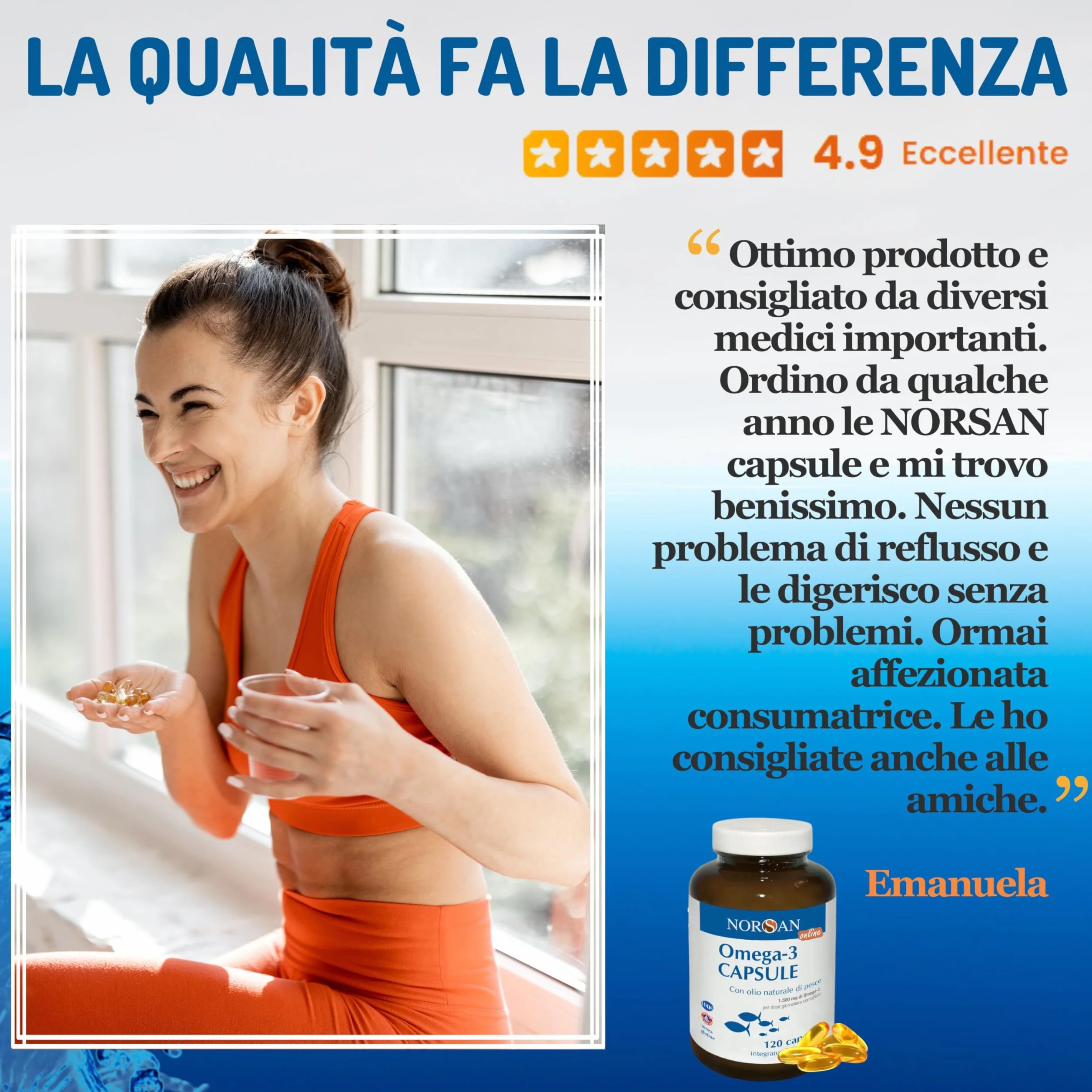 NORSAN Omega 3 Fish Oil Capsule 1x120 pz 1500 mg Ifos Integratore Naturale