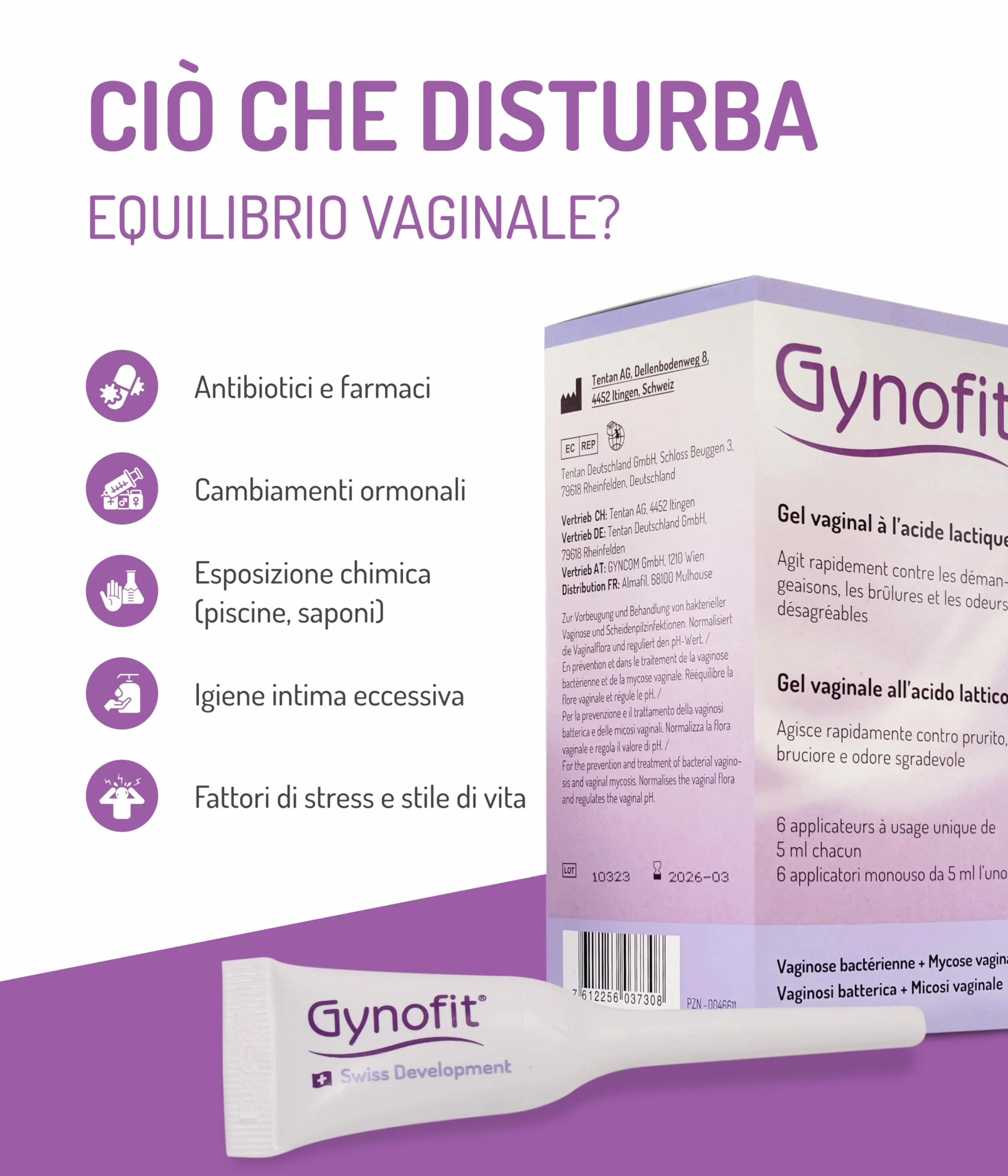 Gynofit Gel vaginale all'acido lattico 6 applicatori monouso