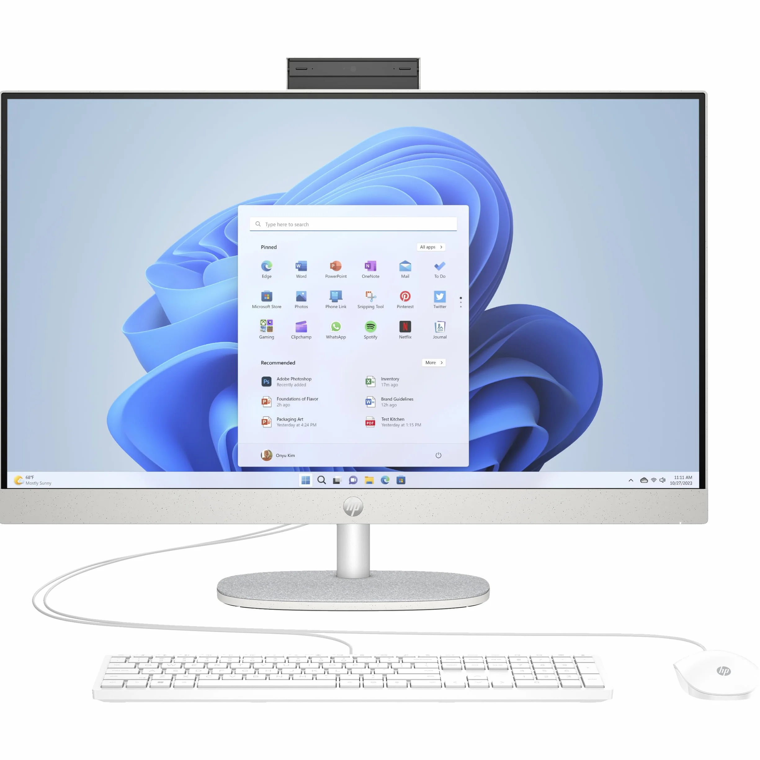 HP All-in-One PC 27" FHD Display AMD Ryzen 5 7520U 16GB DDR5 RAM 512GB SSD AMD Radeon Windows 11 Home White