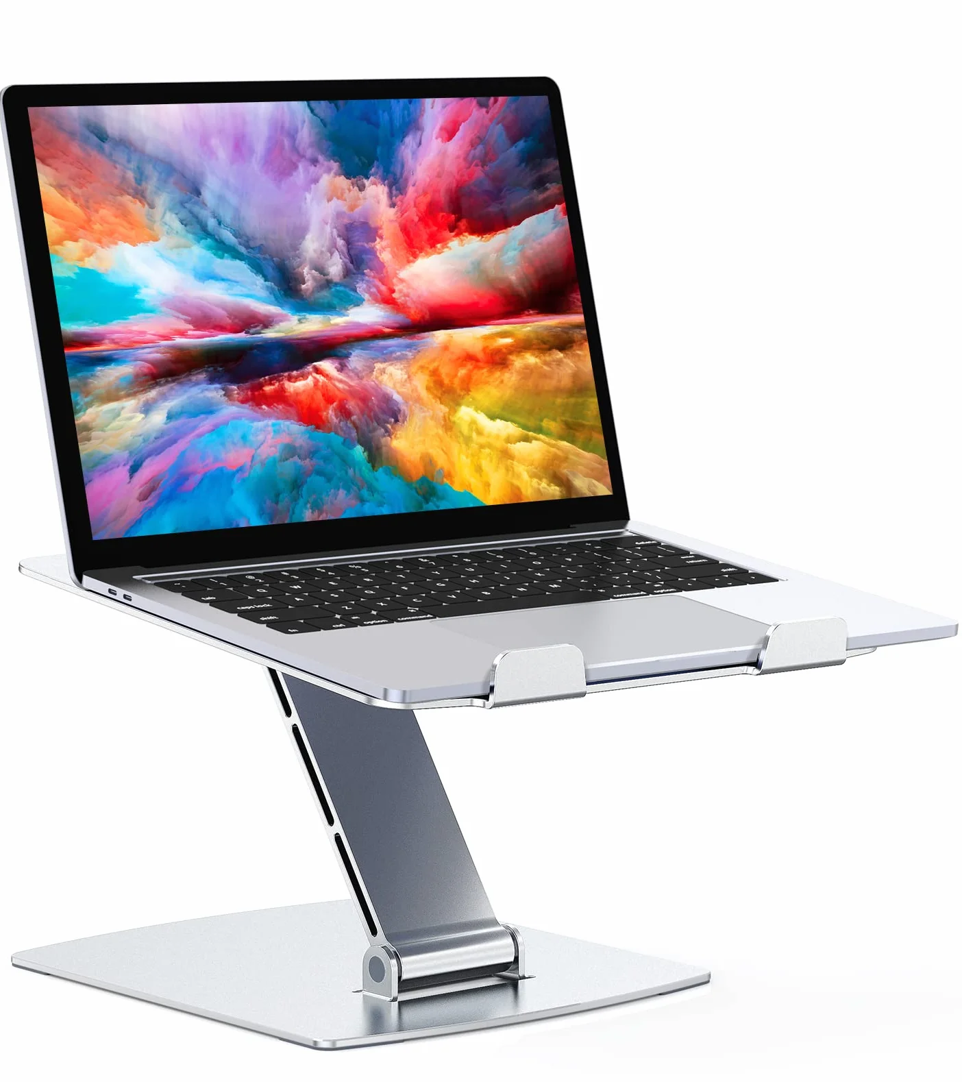 Glangeh Supporto PC Portatile, Porta PC Pieghevole, Ergonomico Laptop Stand con 8 Livelli Regolabile Altezza, Alluminio Ventilato Porta Computer Compatibile con MacBook Air Pro, 10-16''