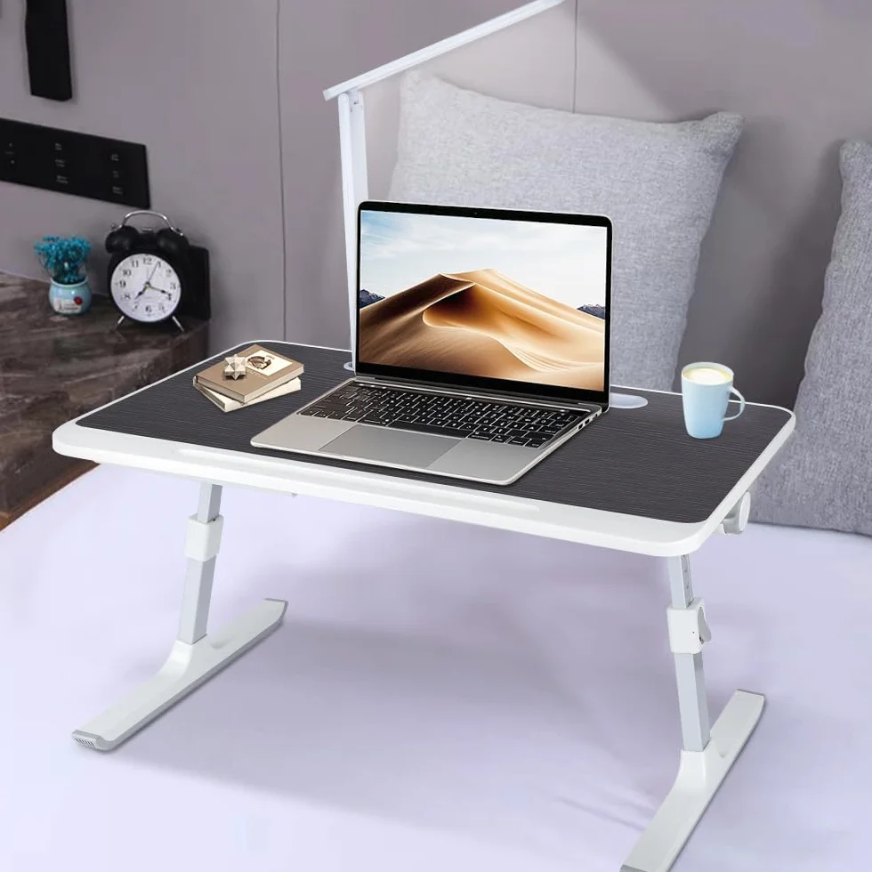 OHMG Grande tavolo da letto per computer portatile, pieghevole, regolabile in altezza e angolo, vassoio da letto con cassetto/fessura per tablet, tavolo per divano/pavimento (60 x 40 x 27-40 cm