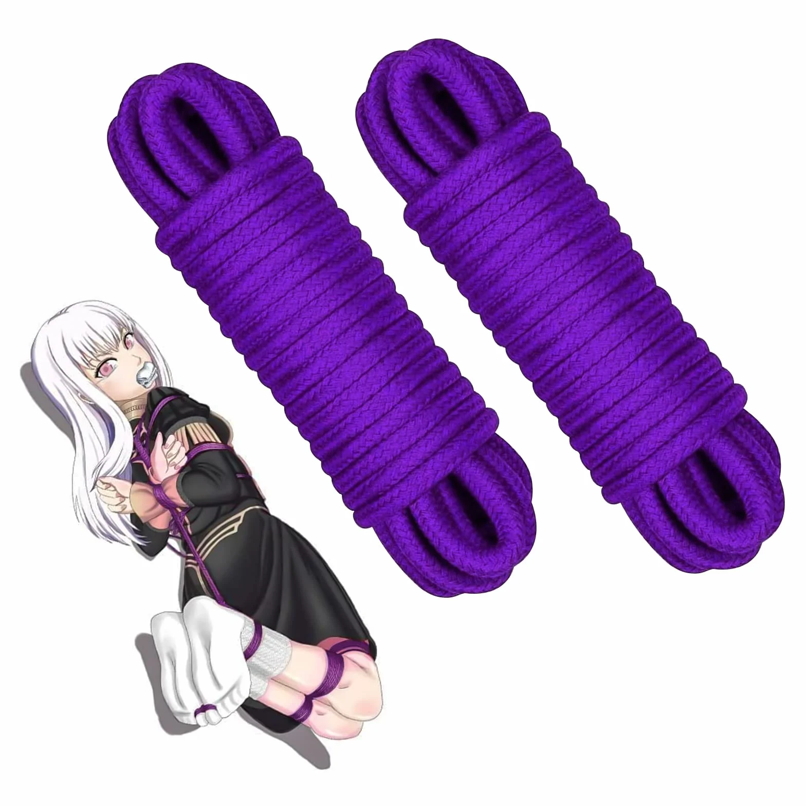 Qoosea 2 x 10m Corda per Bondage in Cotone, Kit BDSM Morbido, Viola
