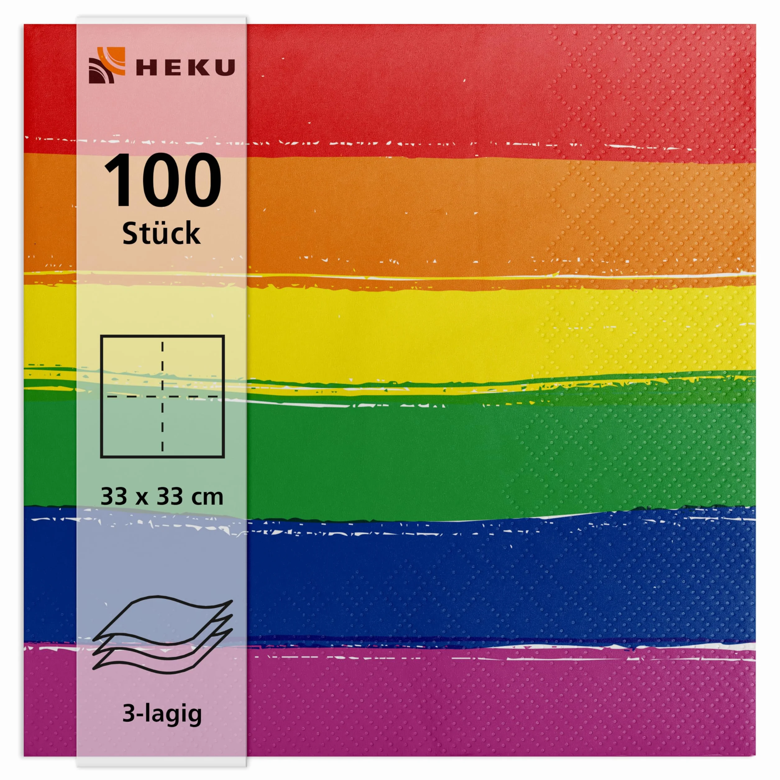 HEKU Tovaglioli a 3 veli 33 x 33 cm Arcobaleno Confezione Assorbente