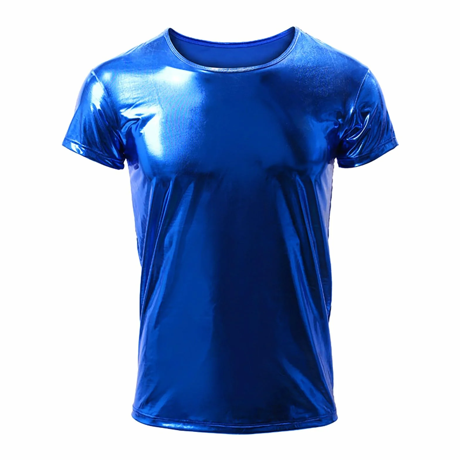 Camicia uomo sexy pelle effetto bagnato ecopelle lattice slim fit clubwear