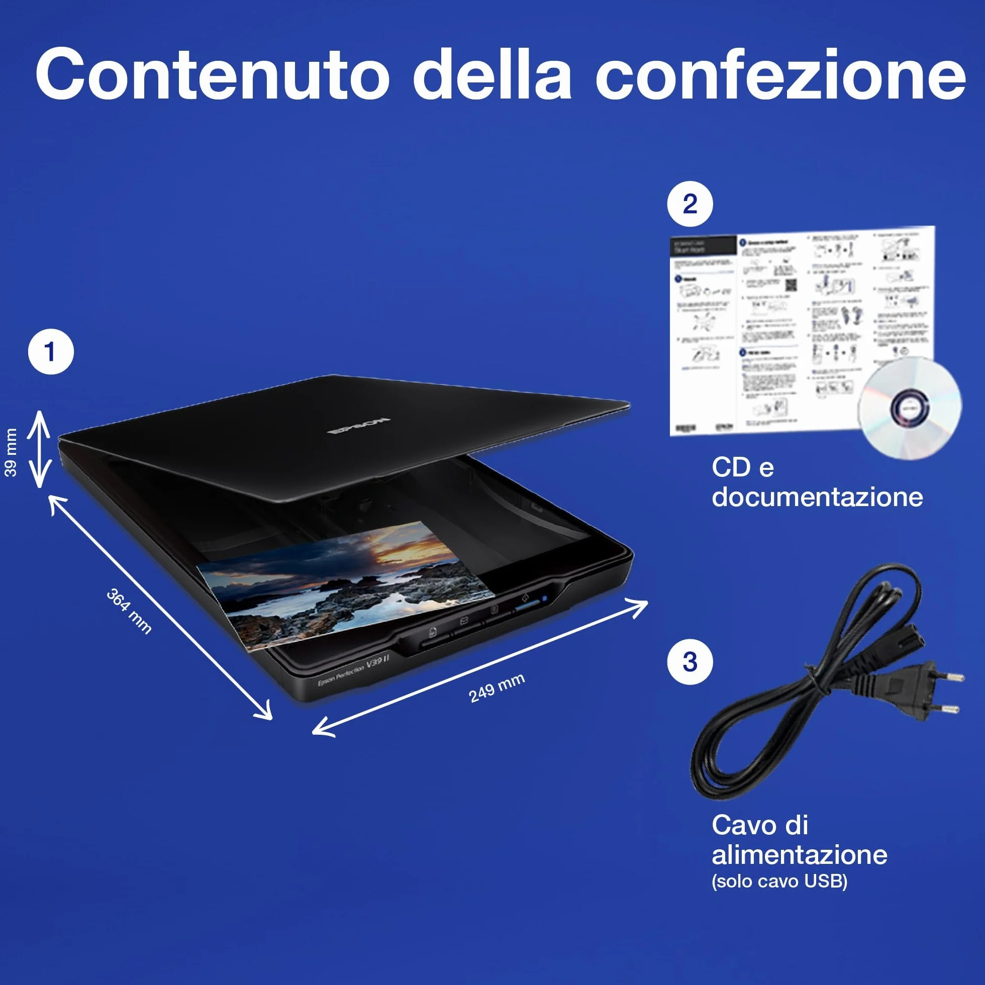 Epson Perfection V39II Scanner 4800 dpi ReadyScan LED Nero