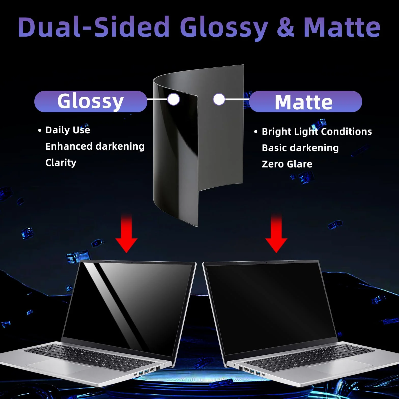 Filtro Privacy per Schermo Laptop 17 pollici 16:9, Protezione Schermo Antiriflesso Anti -Luce Blu per HP/Samsung/Dell/Acer/Lenovo/Ruzava/ASUS, Pellicola Protettiva Rimovibile - 17 "
