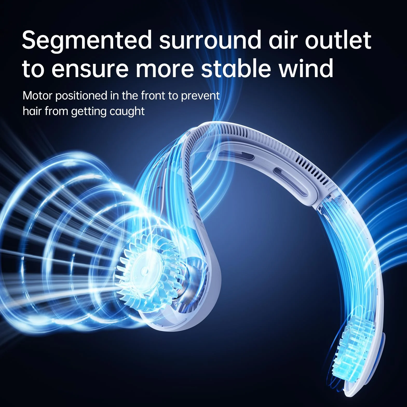 JISULIFE Ventilatore portatile da collo migliorato, supporto per il collo personale a mani libere, regolazione a 5 velocità, 5000 mAh indossabile senza pale silenzioso ricaricabile - Blu