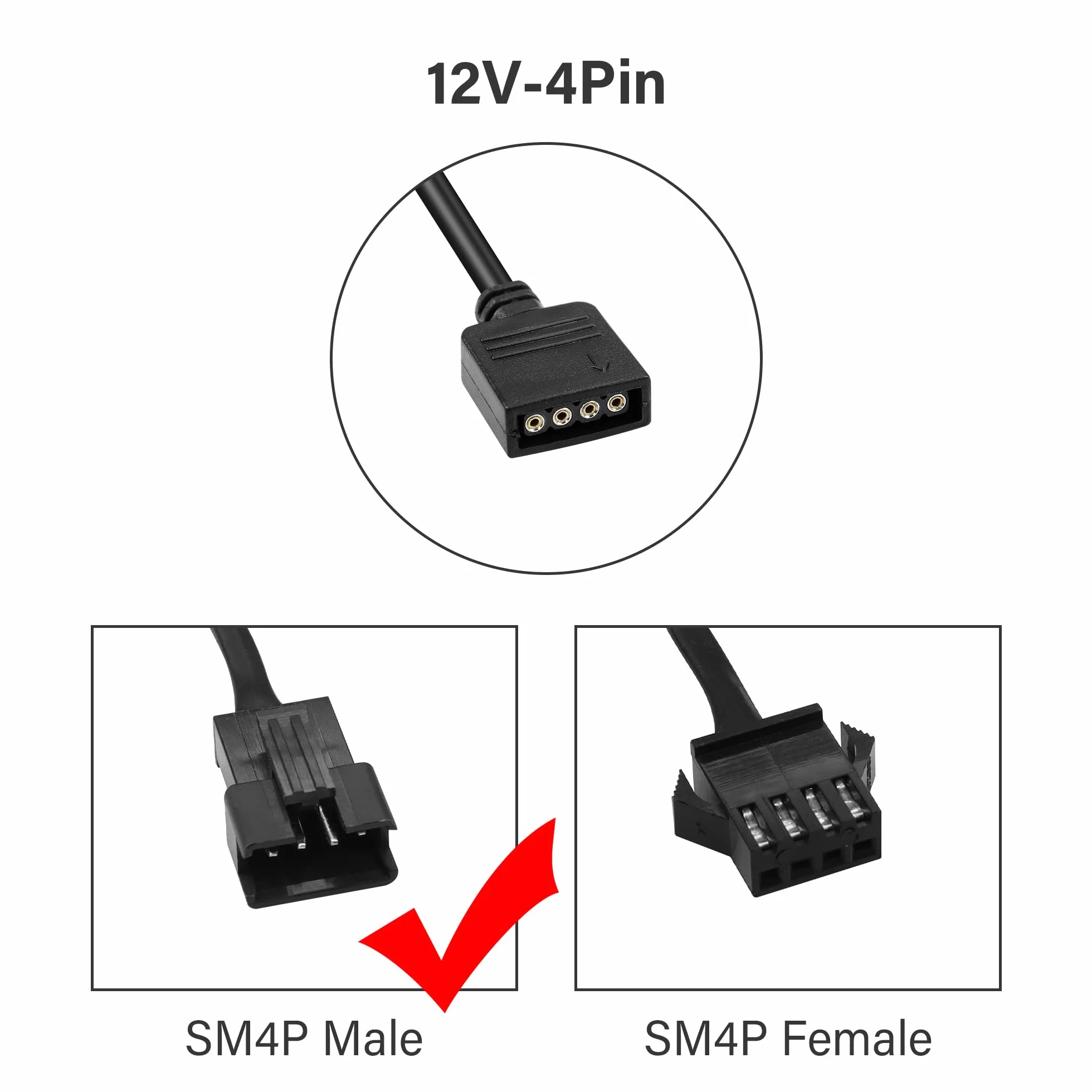 GINTOOYUN Cavo di Prolunga RGB a 4 Pin, 12 V, SM, ARGB, Adattatore per Computer Fan, Scheda Madre, Strisce LED (0,98 FT, 4 PCS) (Stile 1)