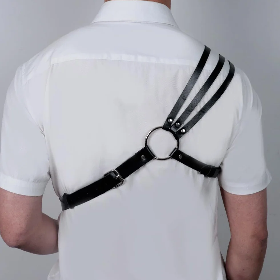 Skórzana Uprząż PU dla Mężczyzn Punk Gotycki Fetish Costume Cosplay