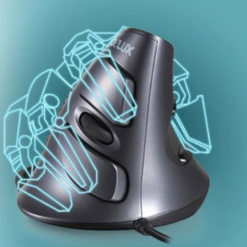 Nuovo design Delux M618 Vertical Wired mouse – nero e grigio