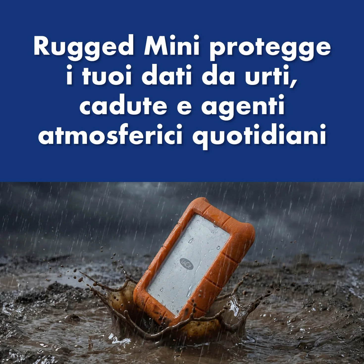 LaCie Rugged Mini 4TB, Hard disk esterno portatile, 2.5", per PC Mac iPad & iPhone, Data Rescue Service (LAC9000633)