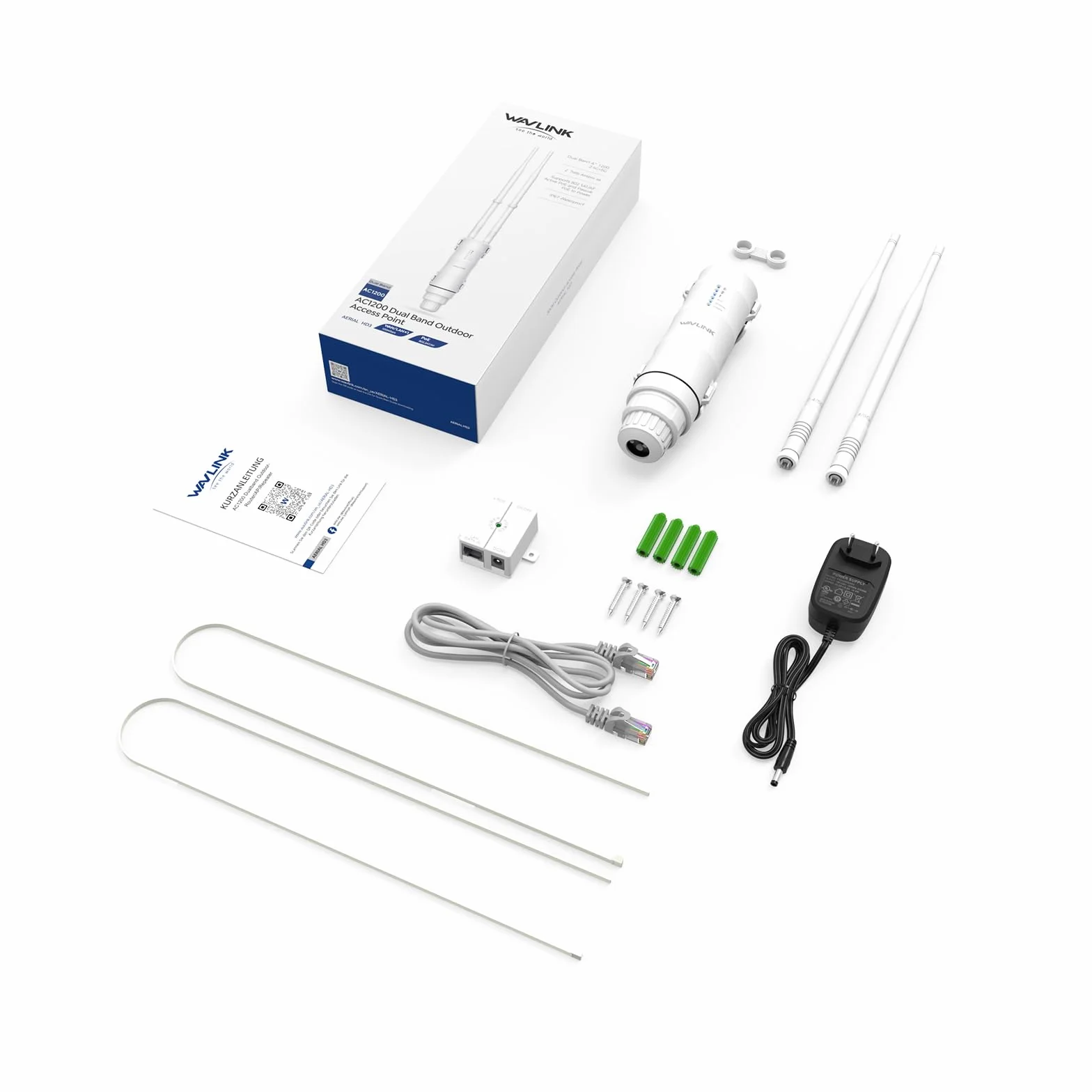 WAVLINK AC1200 Ripetitore WiFi Potente Esterno per Lunga Distanza - Amplificatore di Segnale Doppia Banda 2.4G + 5G, Outdoor Router Extender Access Point, Supporto PoE