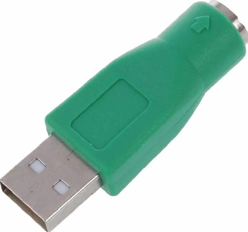 2 pezzi PS / 2 spina a presa USB adattatore di ricambio PS / 2 a USB convertitore per la vecchia tastiera verde Design accattivante