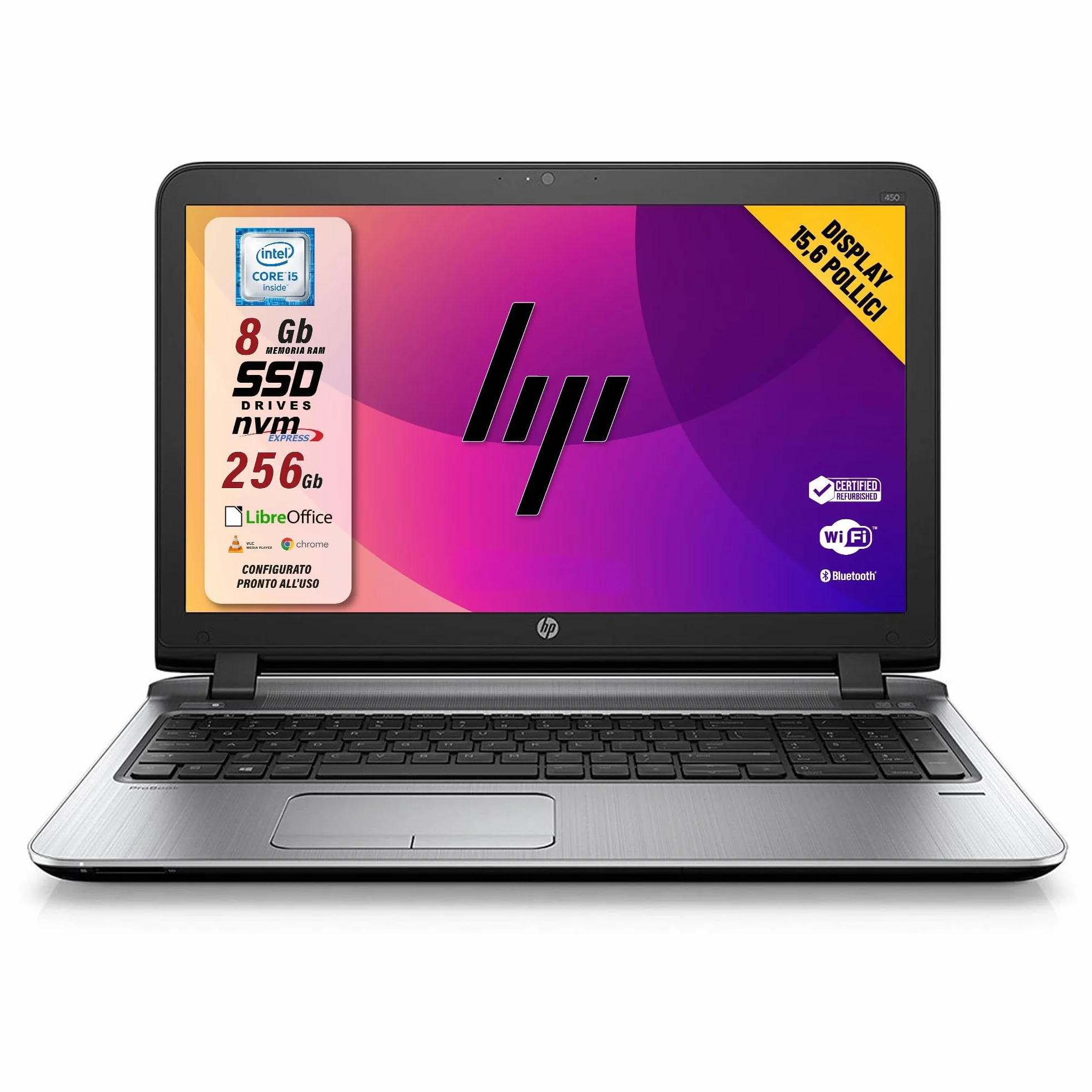HP ProBook 15.6" Intel Core i5-6200U 8GB RAM 256GB SSD Notebook (Ricondizionato)