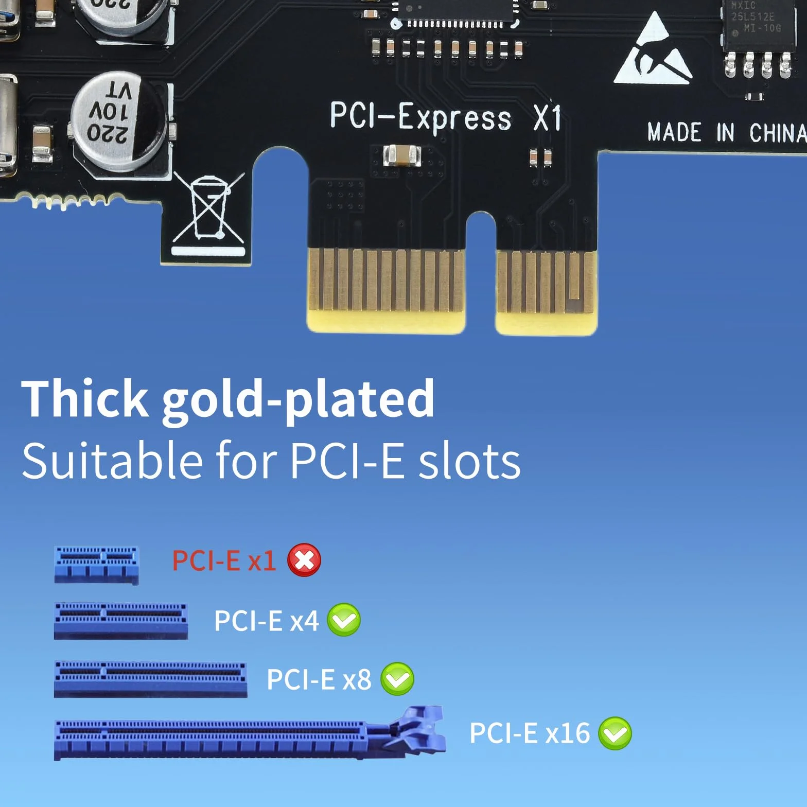 ELUTENG Scheda PCIe a USB 3.2 Gen 2 con 5 Gbps 8 Porte (2 Tipo C + 6 x Tipo A) Scheda di Espansione, Convertitore Interno USB3 Scheda PCI Express per PC Desktop, per Windows 11/10/8.1/8/7/XP/Vista