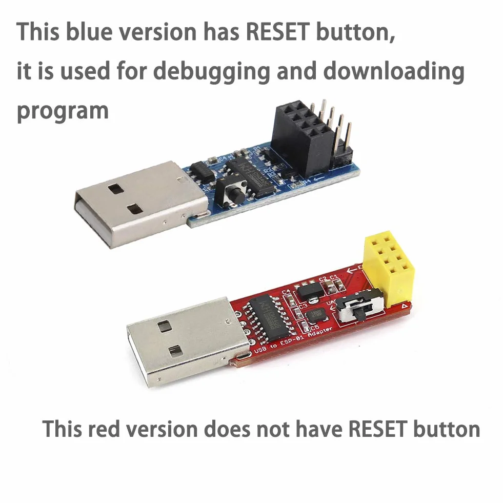 2PCS USB a ESP8266 Modulo Adattatore ESP-01 Prog ESP-01S Programmatore Downloader CH340C Driver con pulsante di reset, facile da usare