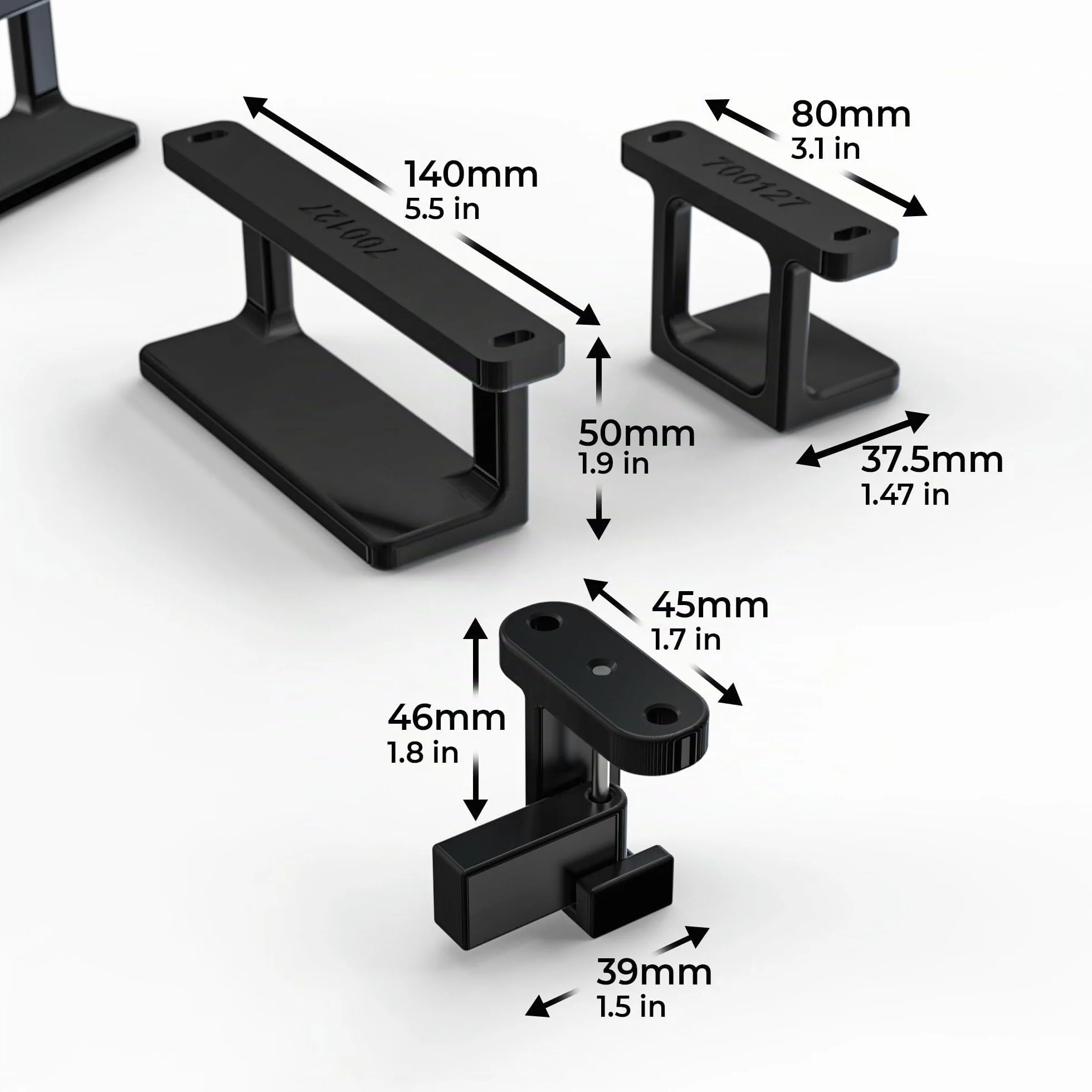 Mobilefox Supporto per mensola per laptop, sotto scrivania, con protezione anticaduta per notebook MacBook 0-35 mm (nero)
