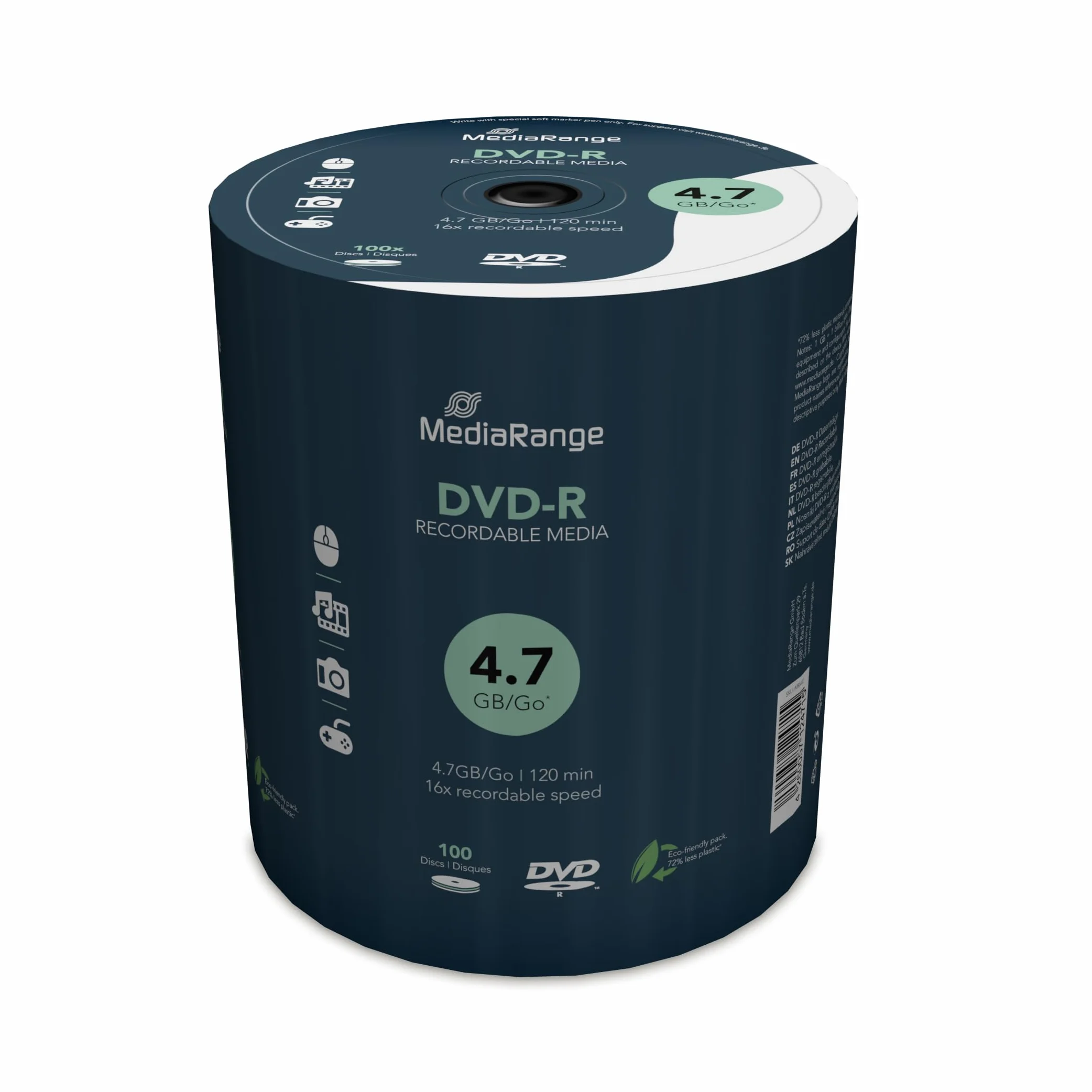 100 DVD-R vergini Mediarange 4,7GB 120Min
