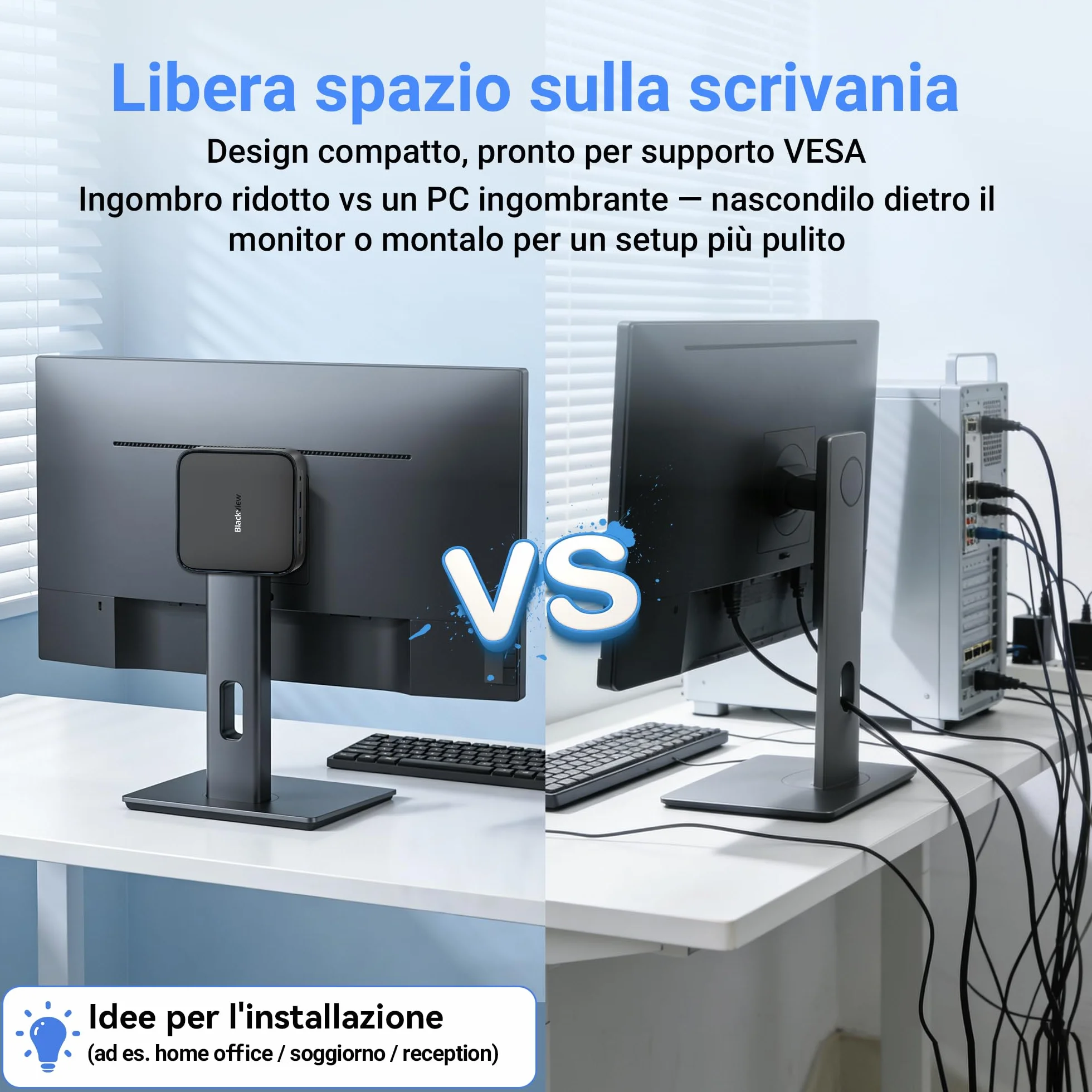 Blackview MP50 Mini PC AMD Ryzen 5 16GB RAM 512GB SSD Vega 8 Win 11 Pro 4K@60Hz WiFi 5 BT 4.2