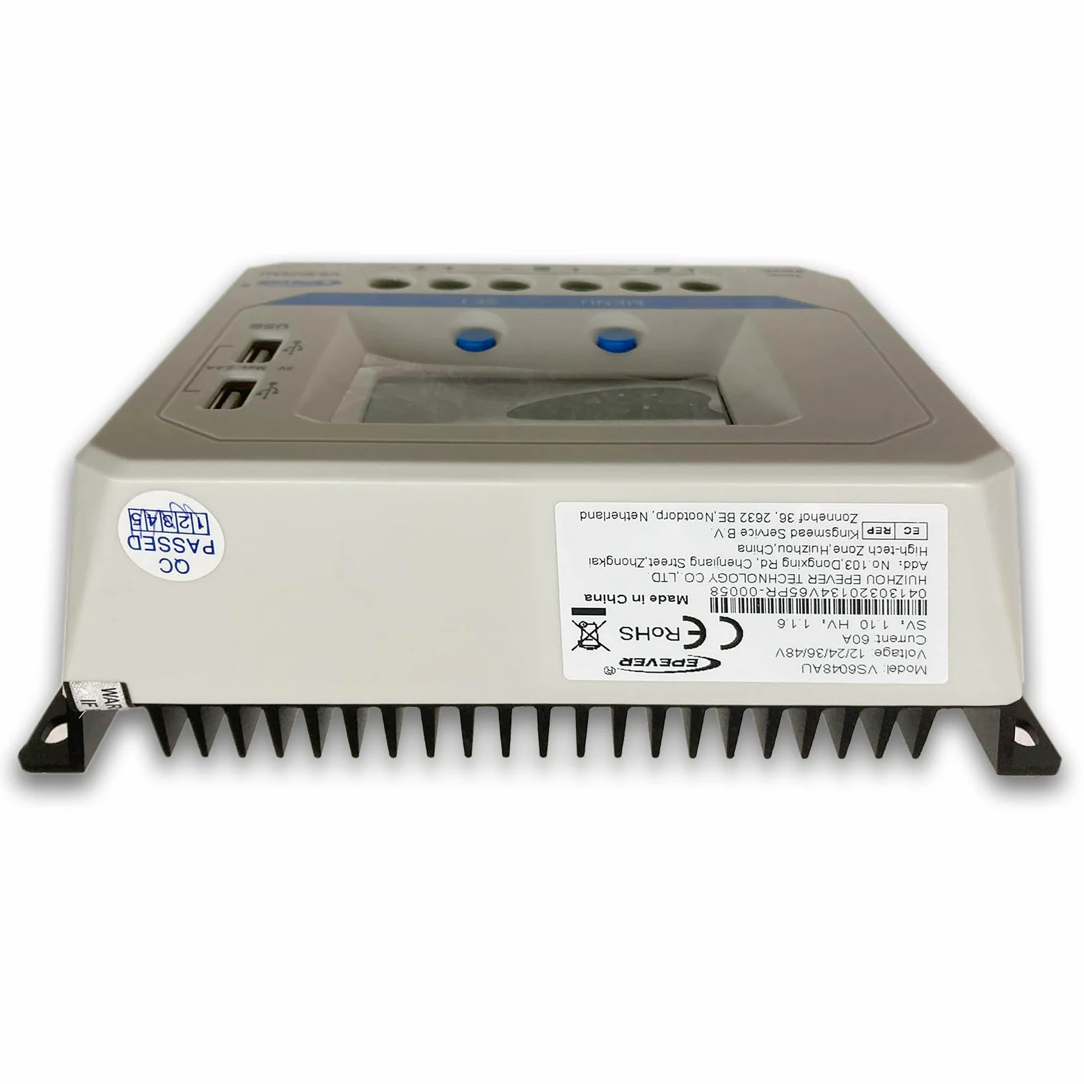 Regolatore di carica solare EPEVER PWM ViewStar serie VS-AU Regolatore di carica 10-60A, 12V/24/36/48VDC con display LCD e 2 porte USB, messa a terra positiva comune