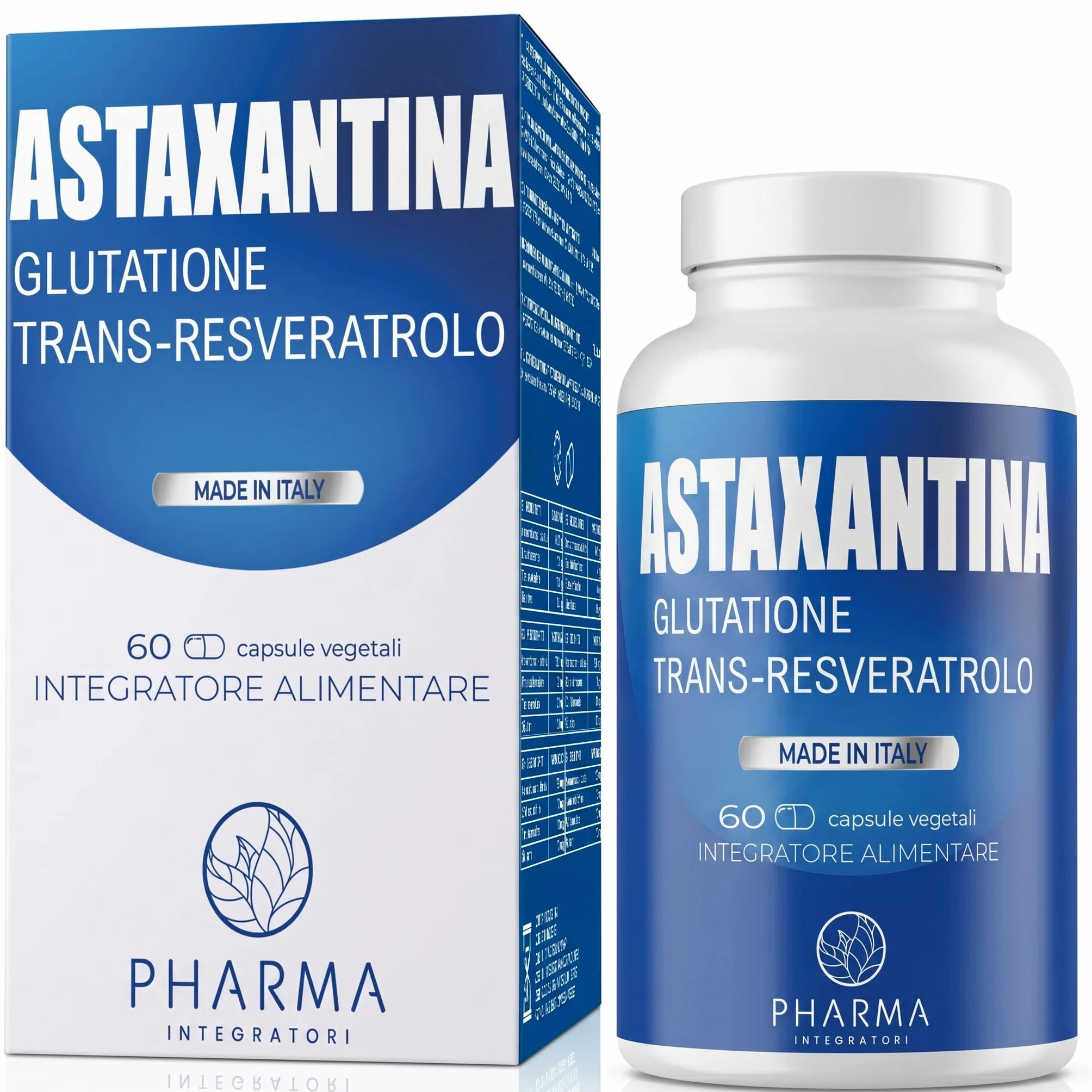Astaxantina 8 mg Integratore con Resveratrolo e Glutatione Capsule 60