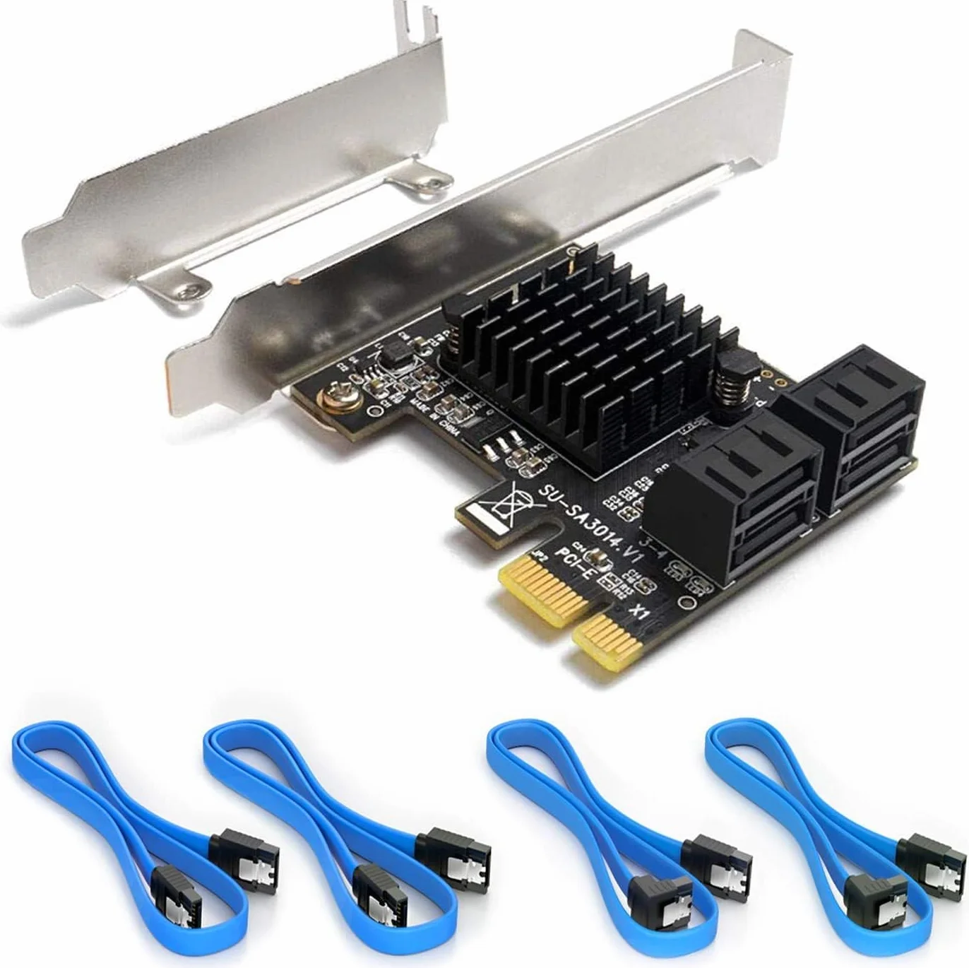 Scheda SATA 4 Porte Con 4 Cavi, Controller di Espansione Con Supporto a Basso Profilo, Non-Raid, Avvio Come Disco di Sistema