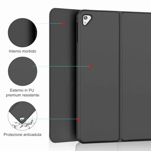 IVEOPPE Tastiera iPad 6 Generazione 9.7" 2018 con Touchpad, Cover Tastiera Trackpad layout Italiano Bluetooth, Custodia con Portapenna per iPad 5/4 Gen/Pro 9.7/Air 2/Air 1, Nero