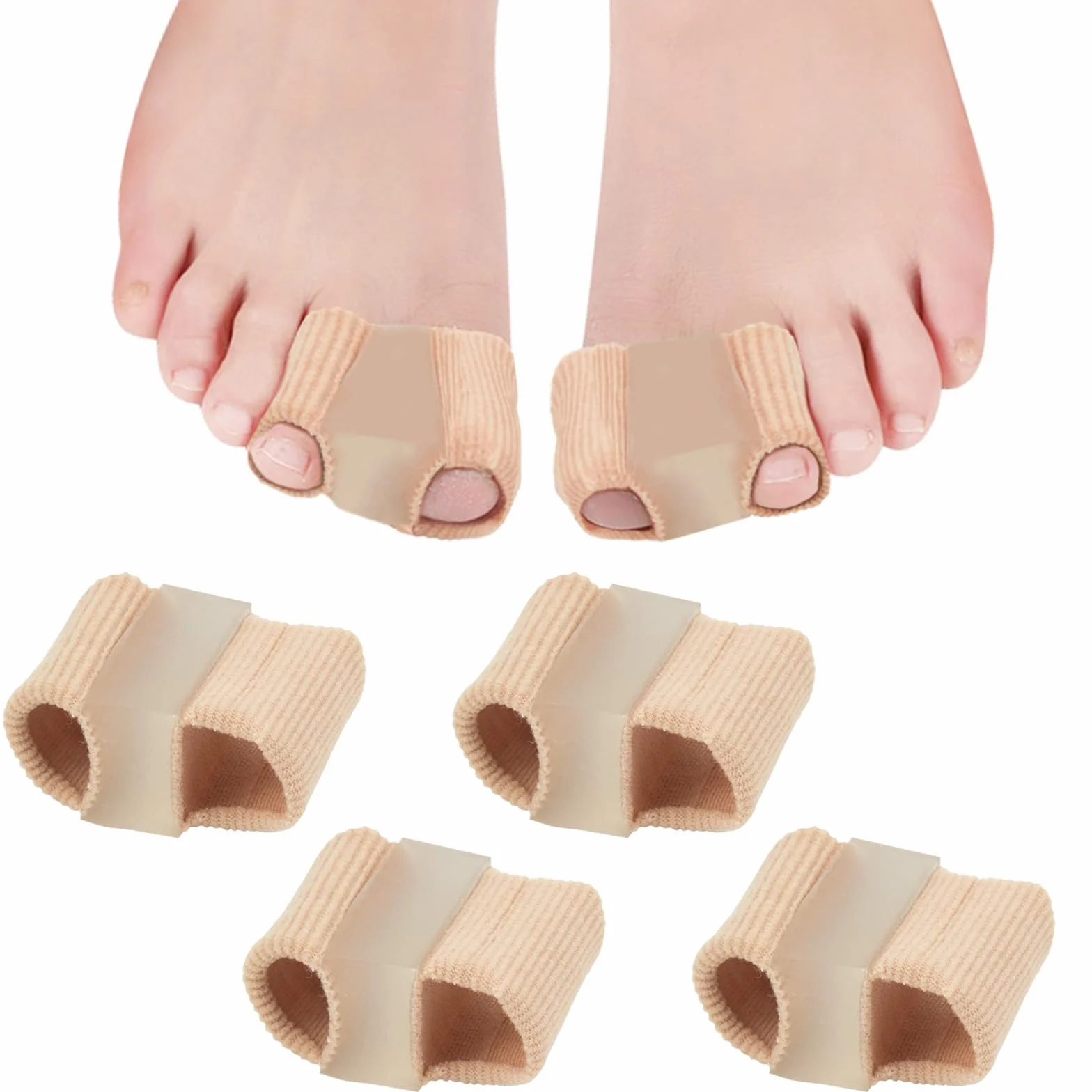 Separatori per Alluce Valgo in Gel con Passanti, Correttore Dita Sovrapposte per Donna Uomo, 4 Pezzi