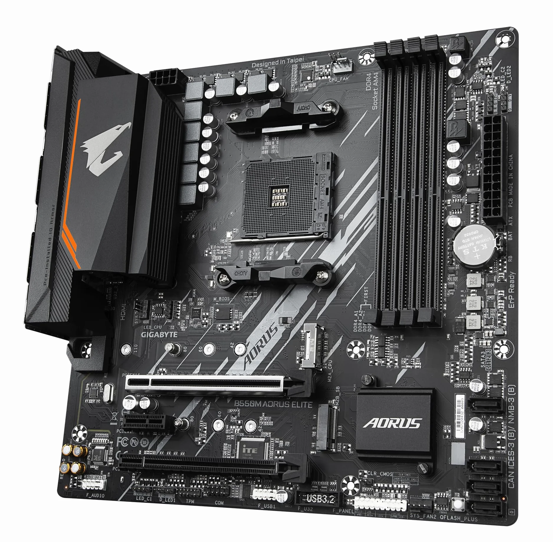 GIGABYTE B550M AORUS ELITE Scheda madre - CPU AMD Ryzen 5000, VRM a 5+3 fasi, fino a 4733 MHz DDR4, 1xPCIe 4.0 + 1xPCIe 3.0 M.2, LAN 1GbE, USB 3.2 Gen 1
