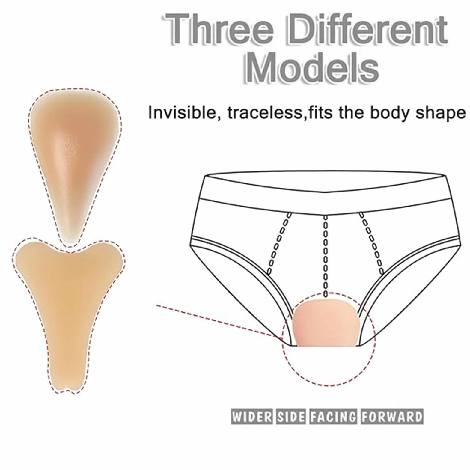 Proteggi slip in silicone per costume Forma a Y autoadesiva Protezione intima invisibile Anti-impronta