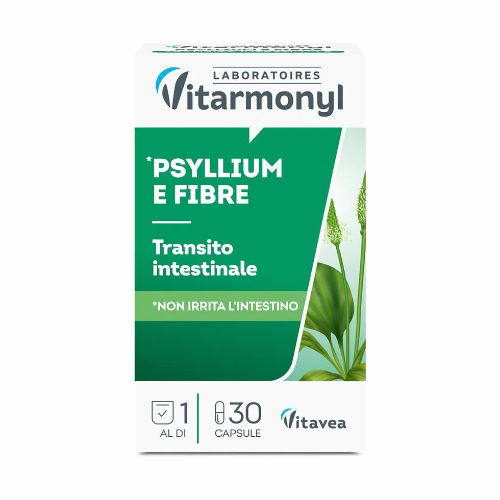 Psyllium e Fibre Integratore Transito Intestinale con Avena 30 Capsule Vitarmonyl
