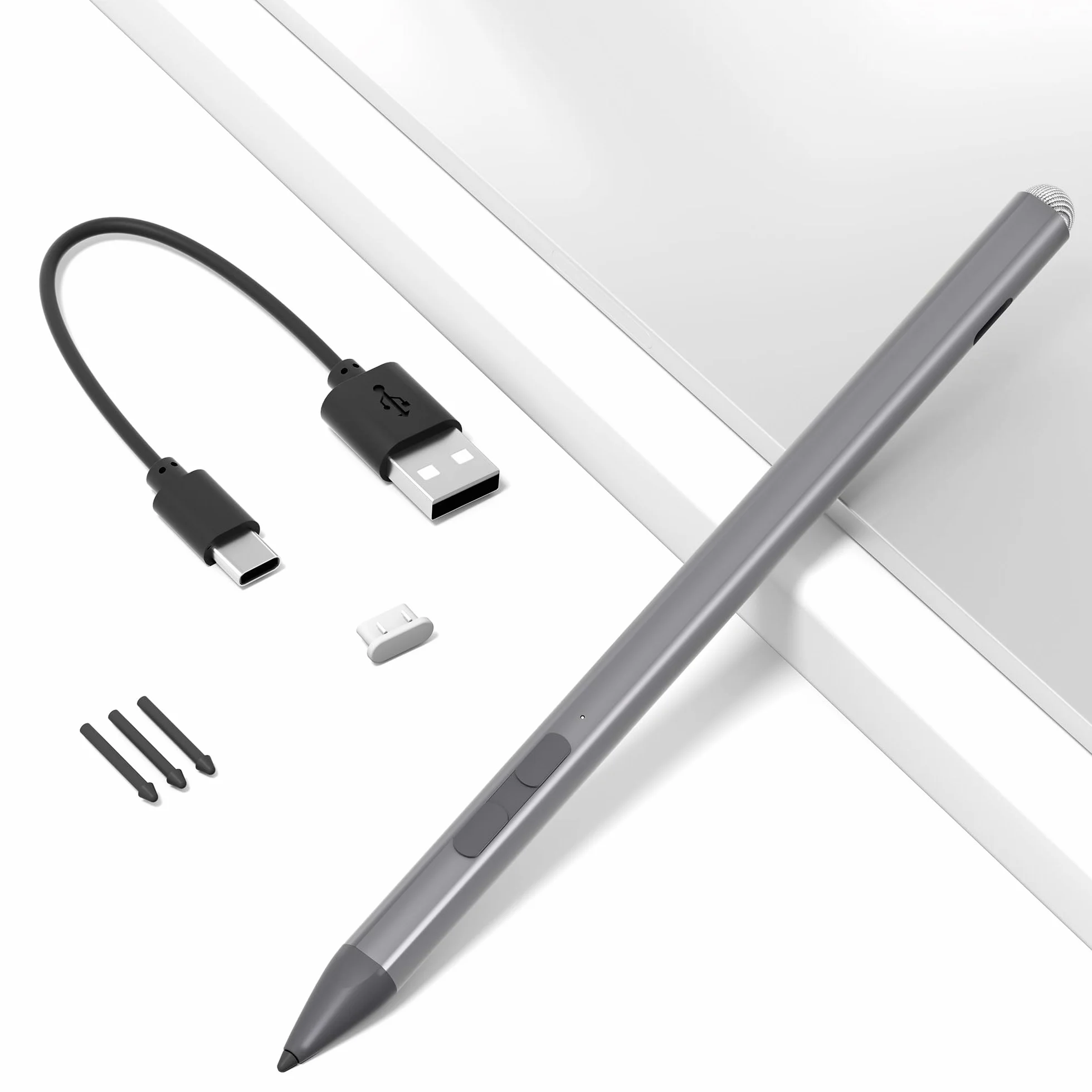 Penna Surface per Surface Pro 12/11/9/10/8/X/7/6/5/4/3, matita Surface Pro con punta di precisione, sensibilità all'inclinazione, stilo Surface Pro per Surface Go 3/Go 2/Book/Laptop 5 (grigio)