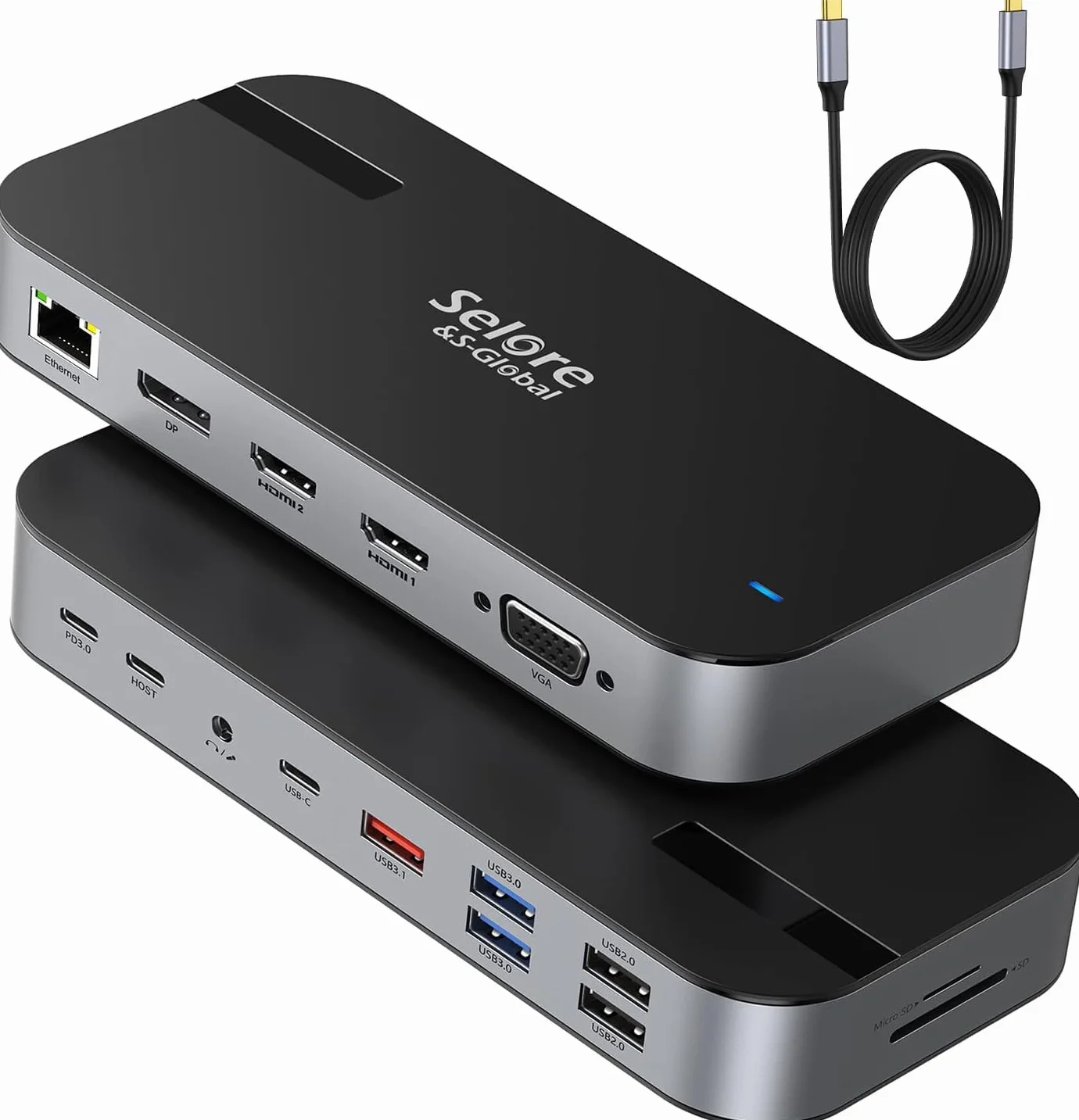 Docking station USB C 15 in 1 Laptop Docking Station con Quadruple Display Dual 4K HDMI, DP, VGA, 100W PD, RJ45, 10Gbps USB C Data, USB 3.1 Gen 2, 2 USB 3.0/2.0, SD/FT, per MacBook Dell HP