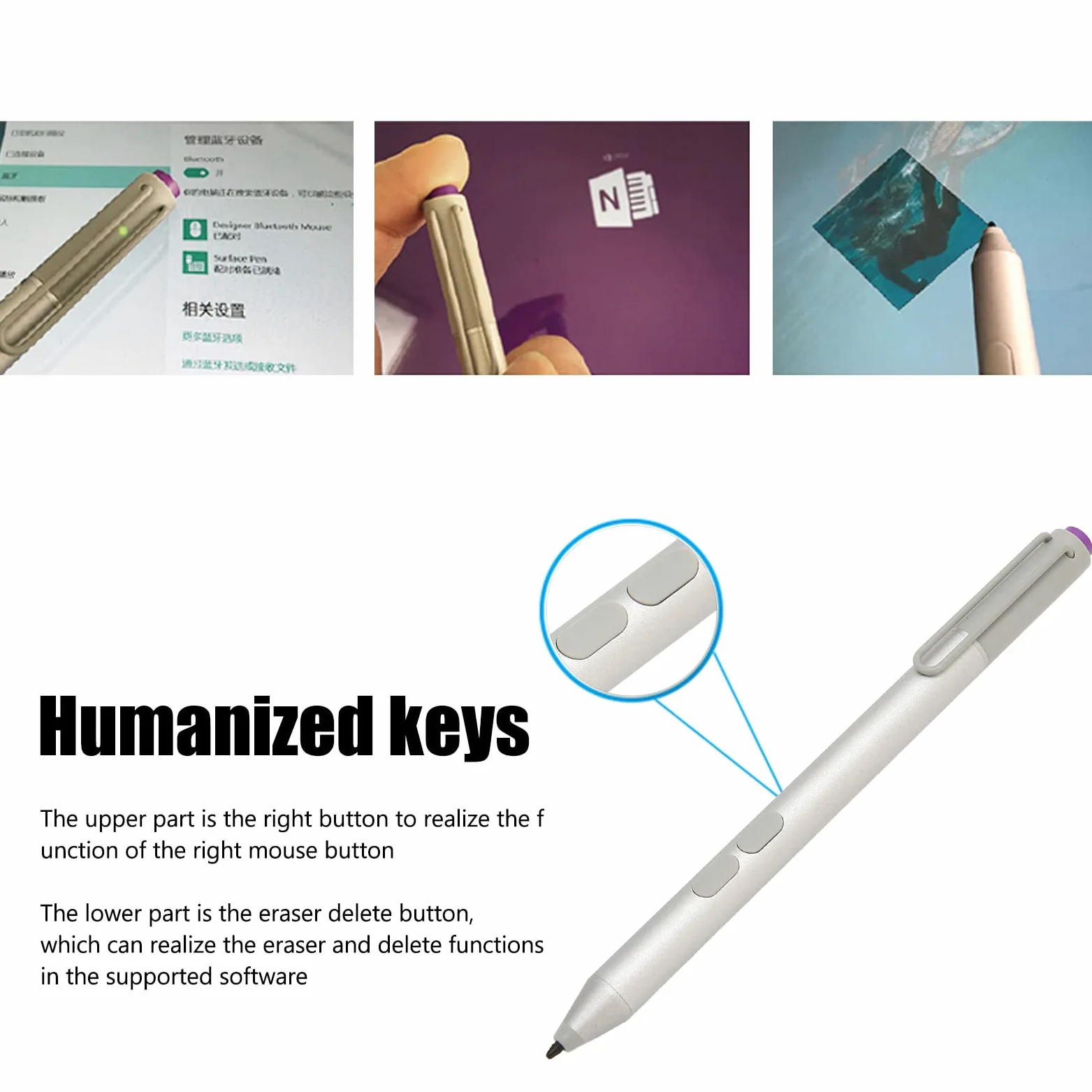 Zunate Penna Stilo, 256 Livelli di Sensibilità alla Pressione Bluetooth Penne Stilo Wireless per Touch Screen, Penna Digitale Elegante Penna Stilo per Tablet, per Pro6 5 4 3 Go Book
