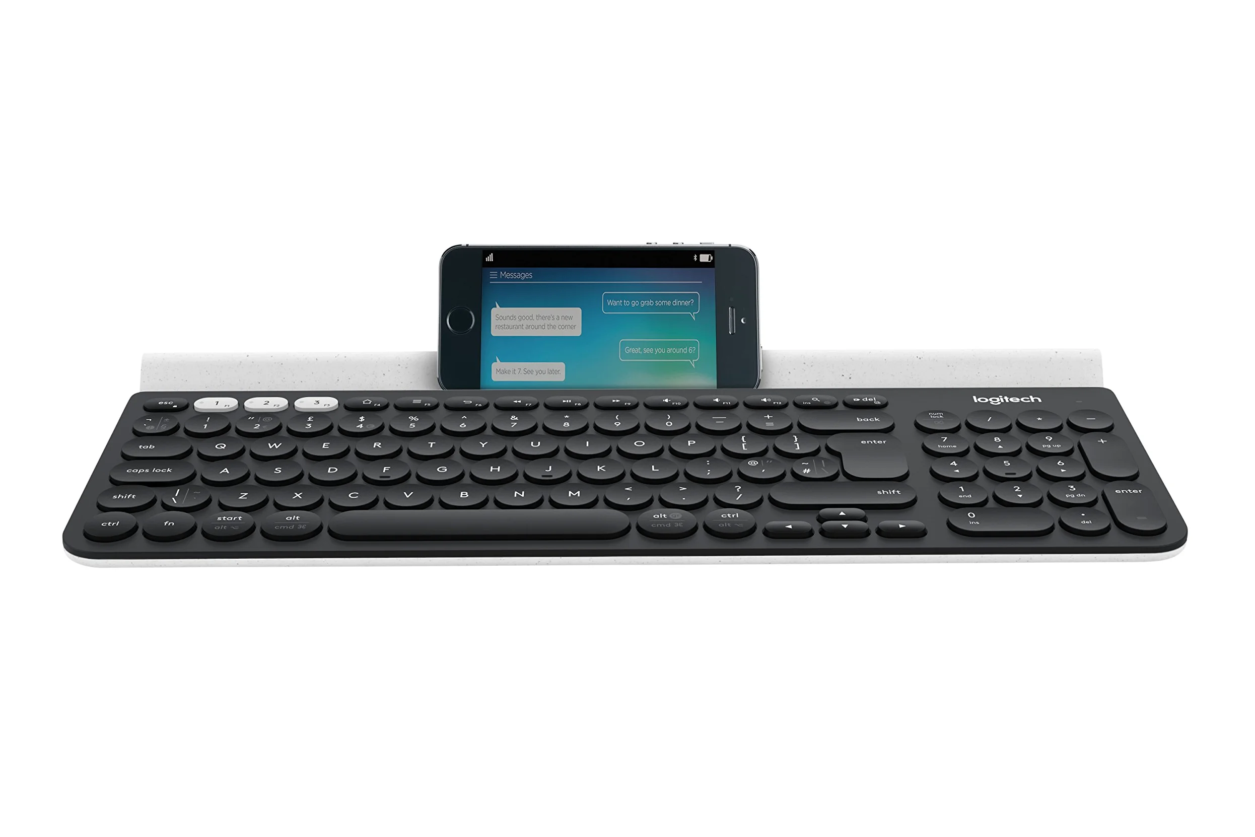Logitech K780 Tastiera Wireless | Layout Inglese QWERTY - Grigio ‎Scuro/Bianco