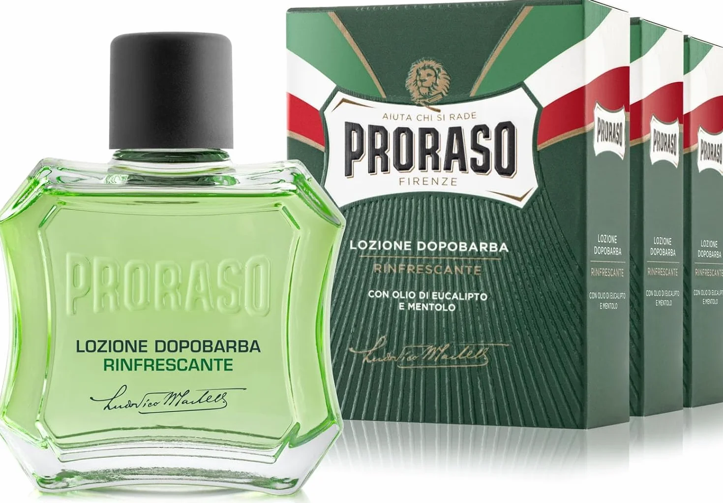 Proraso Lozione Dopobarba Uomo Rinfrescante, 3 x 100ml, Olio di Eucalipto e Mentolo, Made in Italy