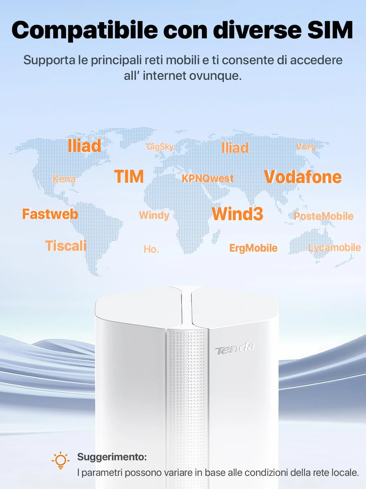 Tenda 5G01 Router 5G con SIM Wi-Fi 6 AX1500Mbps, Dual Band Modem 5G/4G LTE, Plug & Play, Porta Gigabit WAN/LAN, 6 Antenne Interne, Mesh Wi-Fi+, Nano SIM, Router WiFi con SIM 5G NR - Entry Level