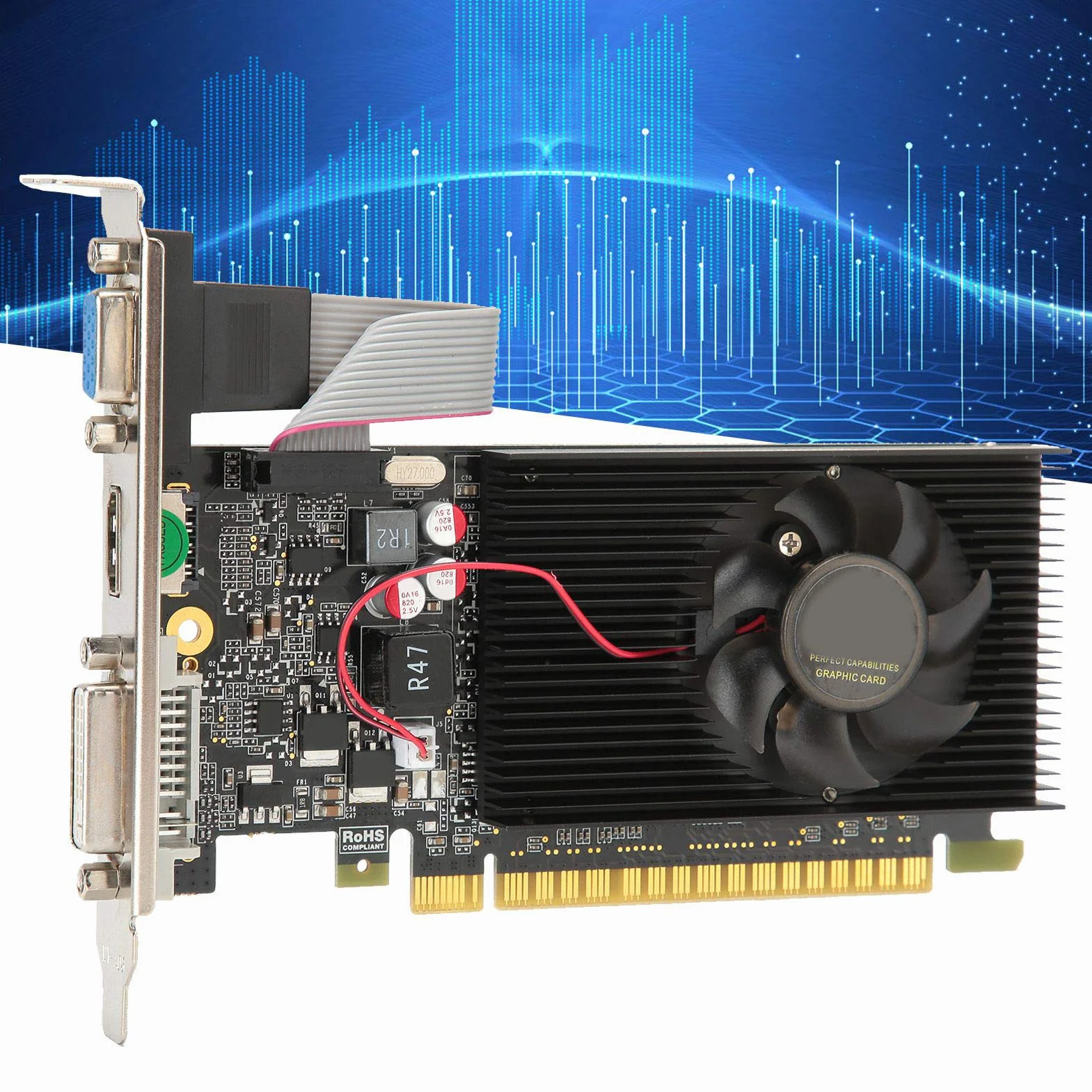 Scheda Grafica GT730 da 2 GB, DDR3, 64 Bit, PCI Express 2.0, 810/1200 MHz, Scheda Video per PC Desktop, Supporta API 3D DirectX 11