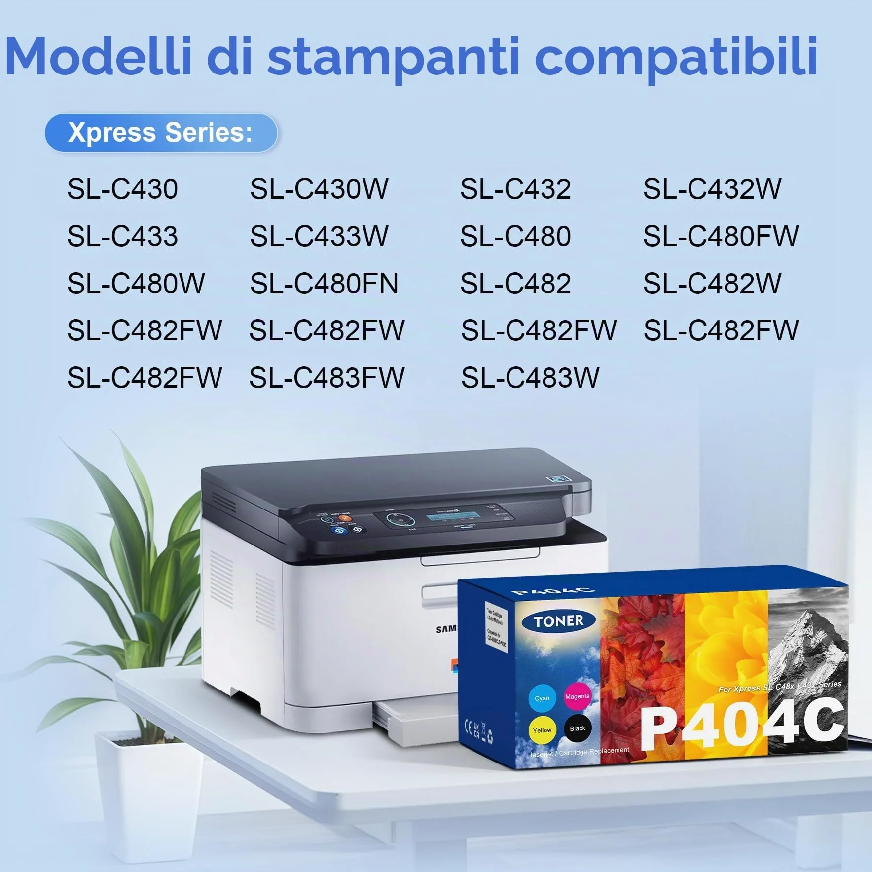 ONLYU Toner Cartuccia Compatibile per Toner Samsung Xpress C480FW C430W C480W SL C480 C430 C48X C480FN C43X per Samsung CLT-P404C CLT P404C 404S K404S CLT-K404S CLT-Y404S (Nero Ciano Giallo Magenta) | Compatibile per Toner Samsung Xpress C480FW C430W C480
