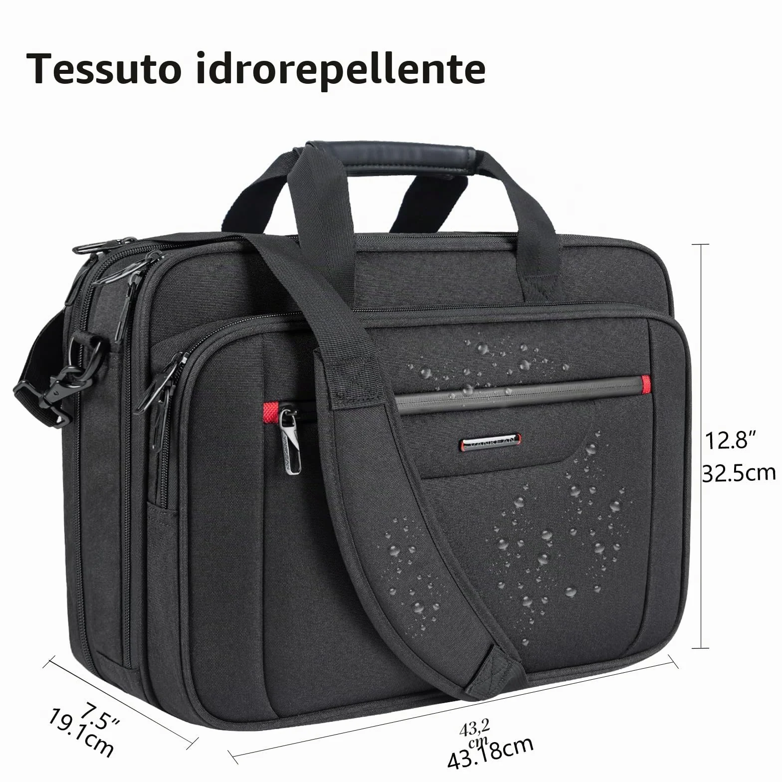 VANKEAN Valigetta per Laptop Borsa per Laptop Premium Adatta fino a 17,3 Pollici Borsa a Tracolla per Laptop Borsa a Tracolla Idrorepellente espandibile per Borsa per Computer per Affari/Scuola-Nero