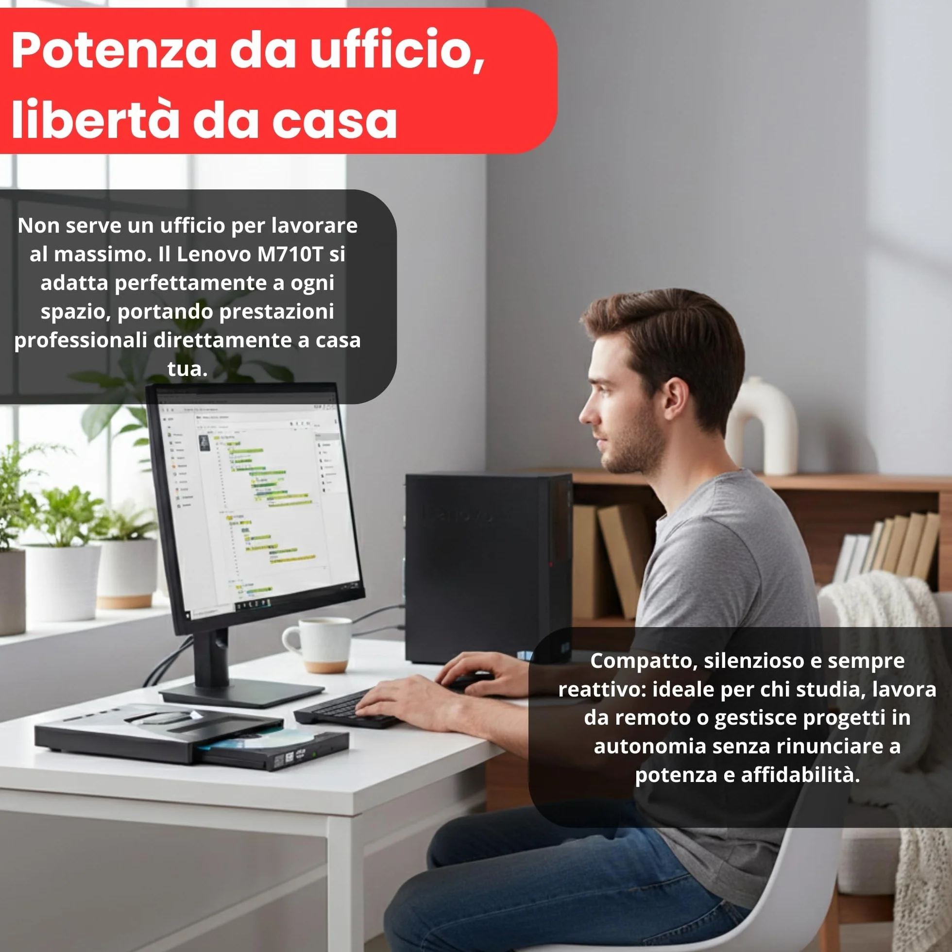 Lenovo - PC veloce con Intel Core i7 6700 - Computer desktop + Silent Computer per ufficio e home Office da 4 GHz - 16 GB - SSD da 512 GB - USB3.0 - WLAN - Include Windows 11 Pro DV RW